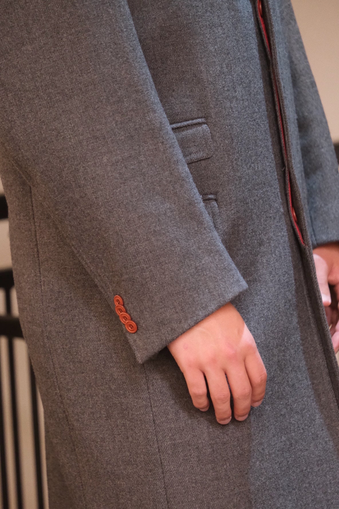 T. Michael Wool Overcoat with Red Lining - EU 58 (XXL)