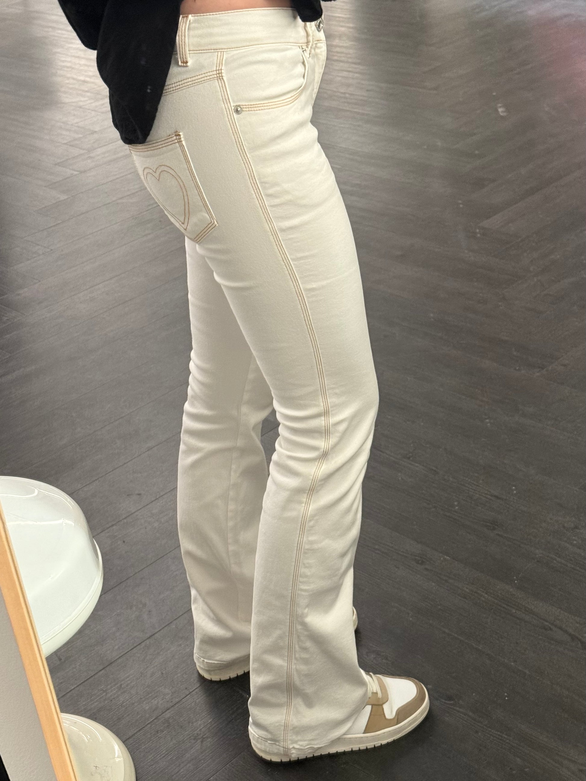 Moschino Jeans White Heart-Stitch Pants