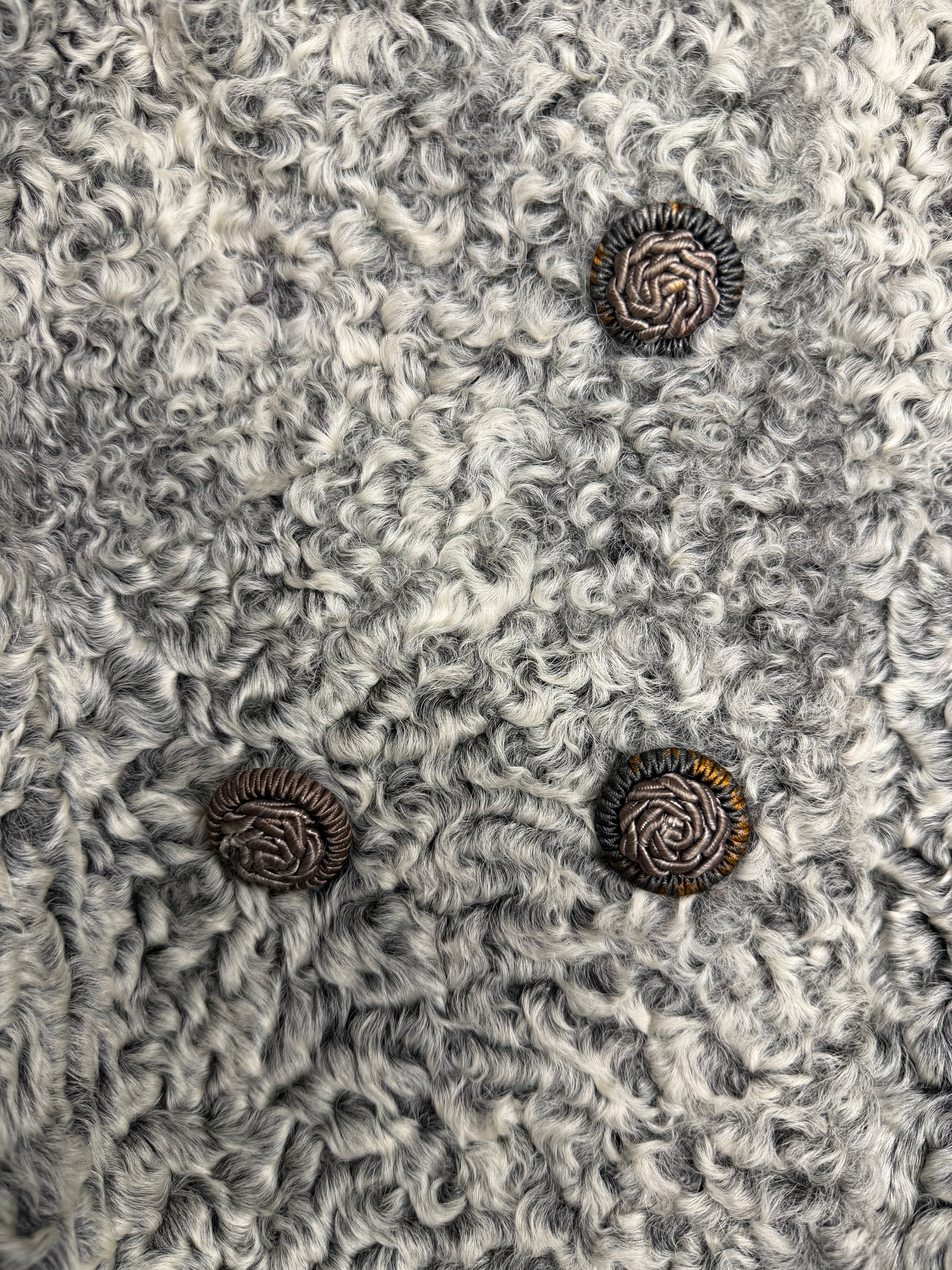 Vintage Grey Curly Fur Coat