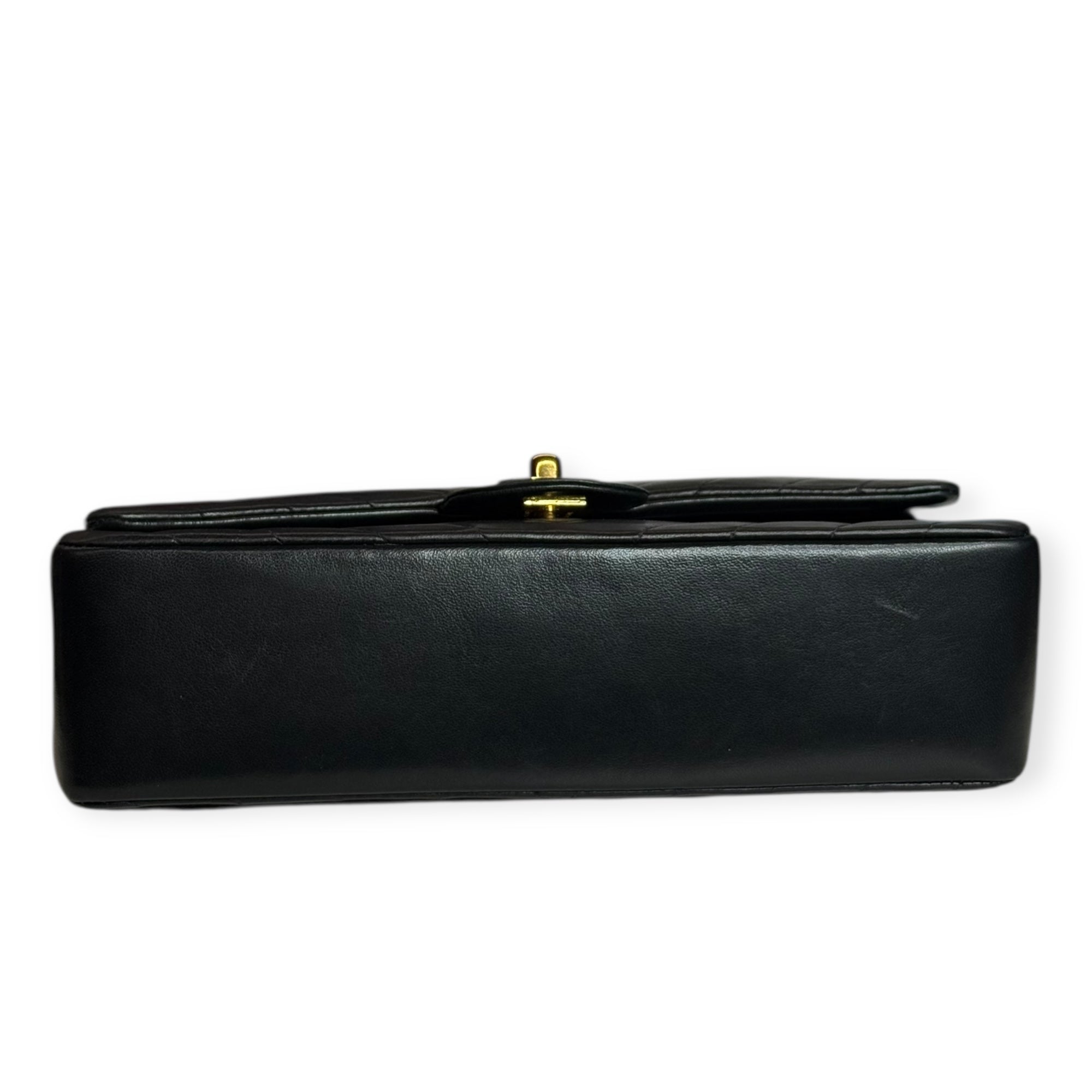 Chanel Vintage Double Flap Medium Chevron Bag — Black Lambskin, 24K