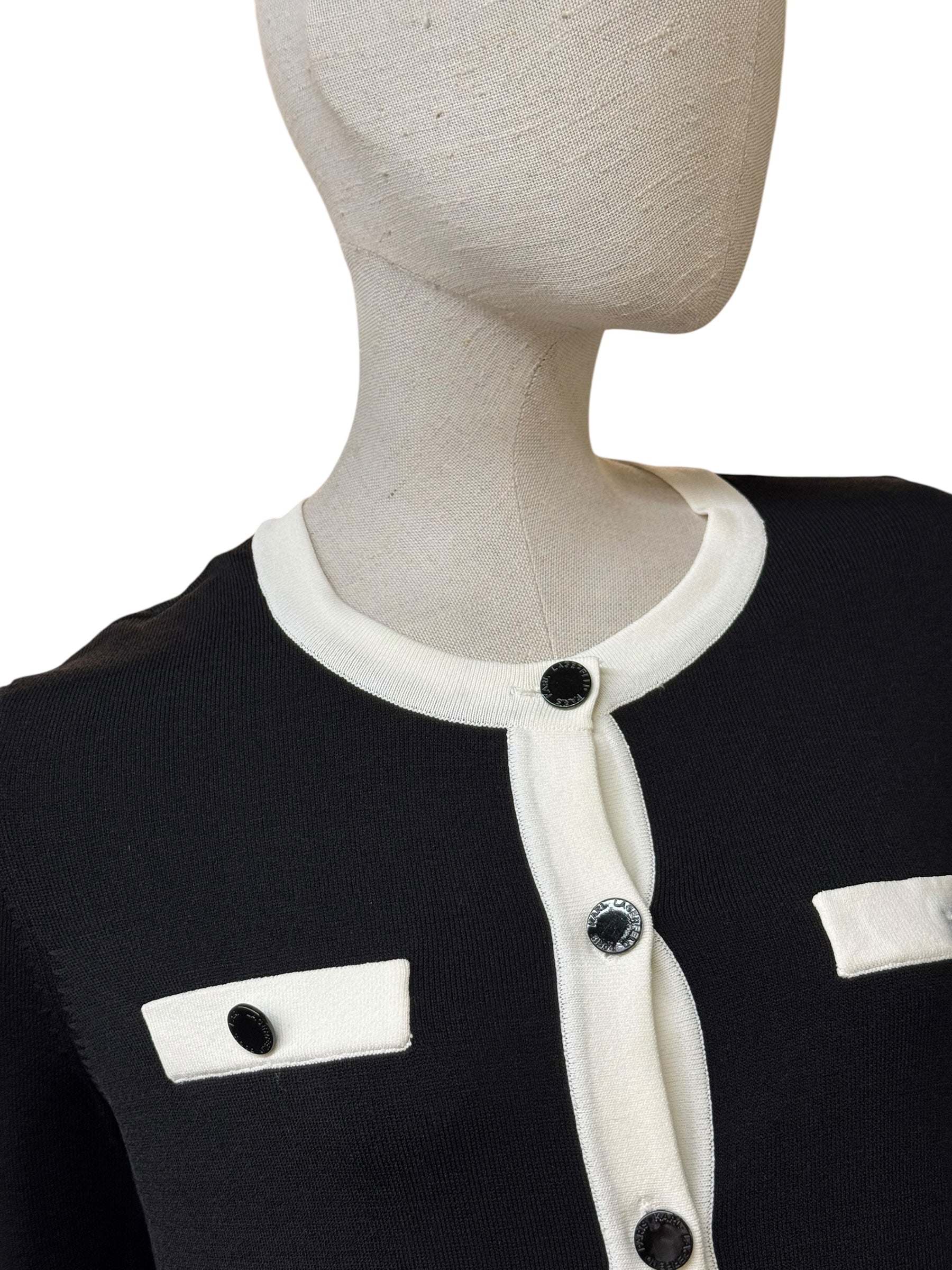 KARL LAGERFELD PARIS MONOCHROME KNIT CARDIGAN