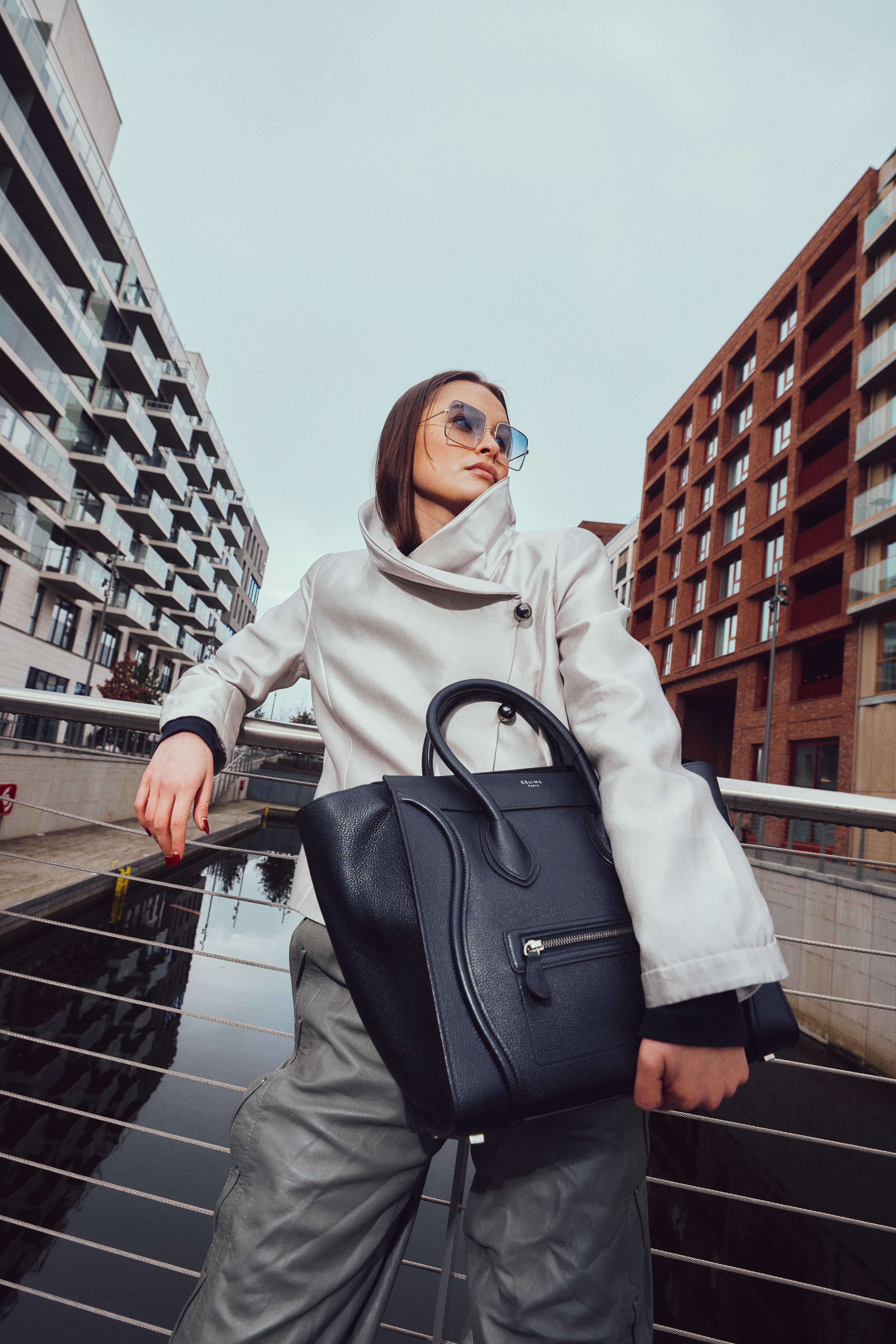 Emporio Armani Light Grey Silk Blazer and Skirt Set