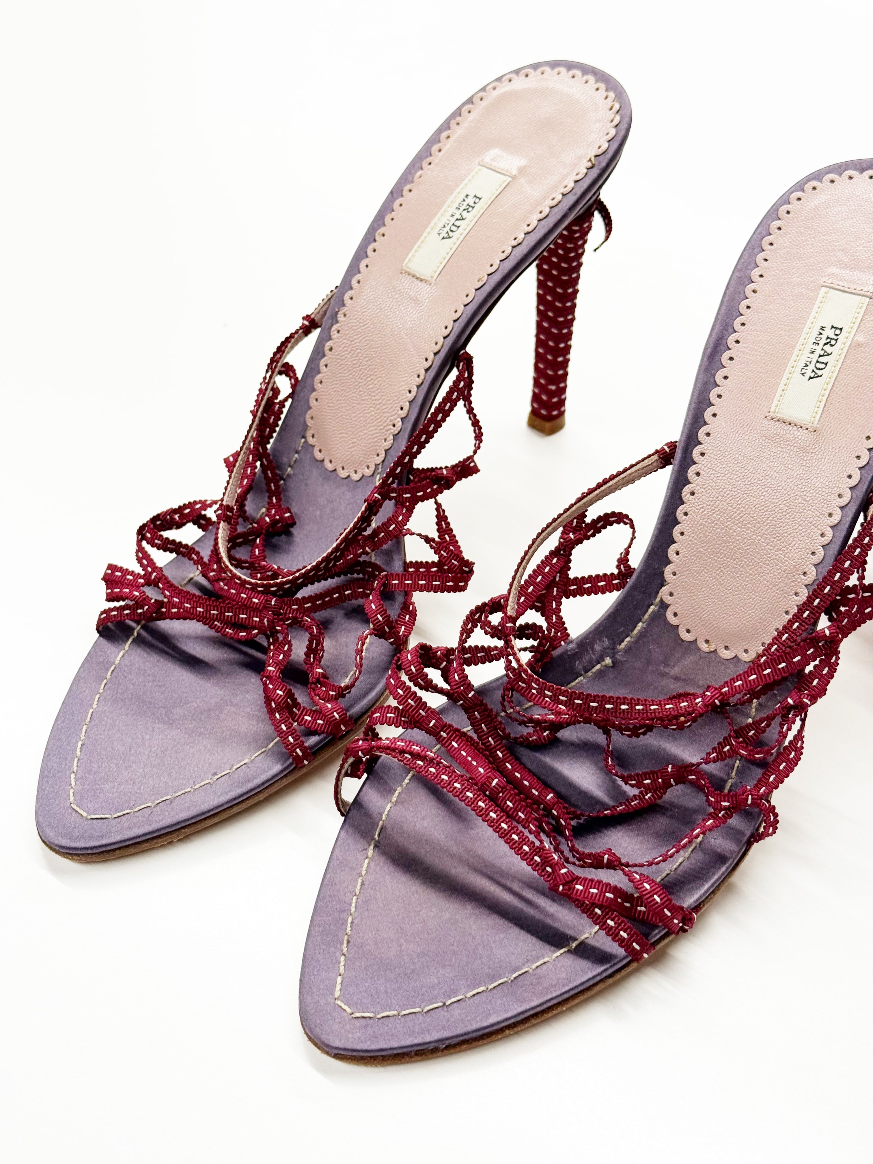 Prada Beaded Lace-Up Heels