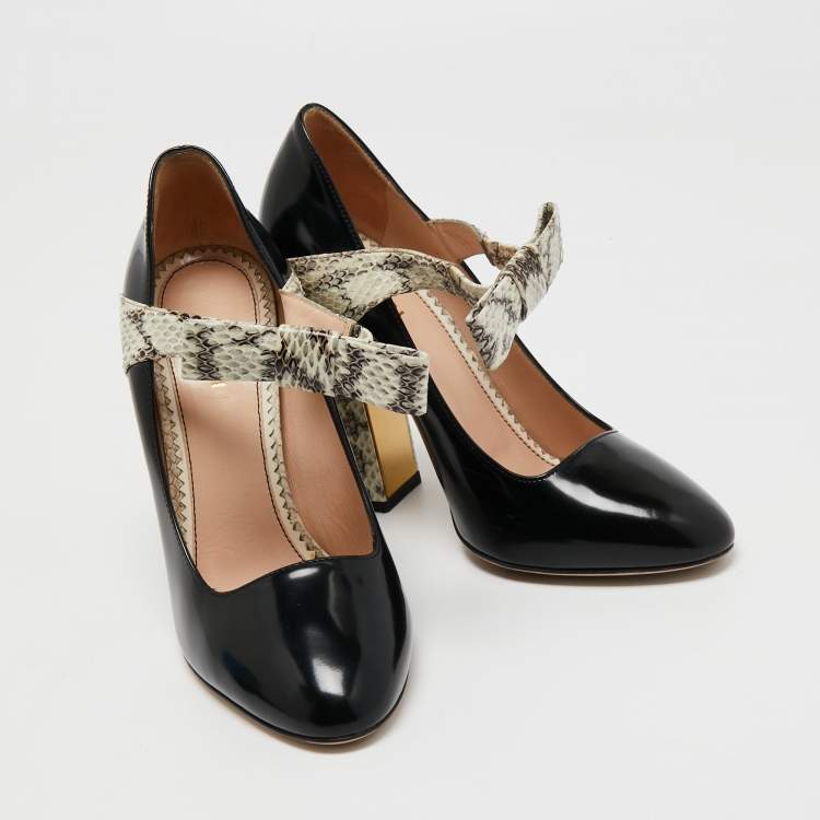 Gucci Nimue Python Bow Mary Jane Pumps