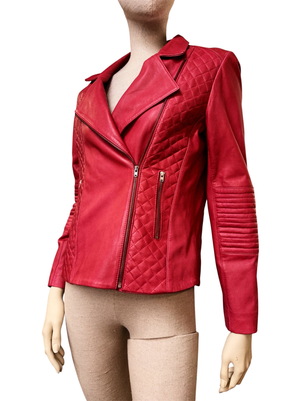 Pablo Gerard Darel Red Lamb Leather Jacket