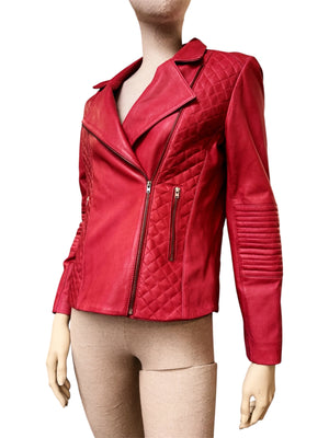 Pablo Gerard Darel Red Lamb Leather Jacket