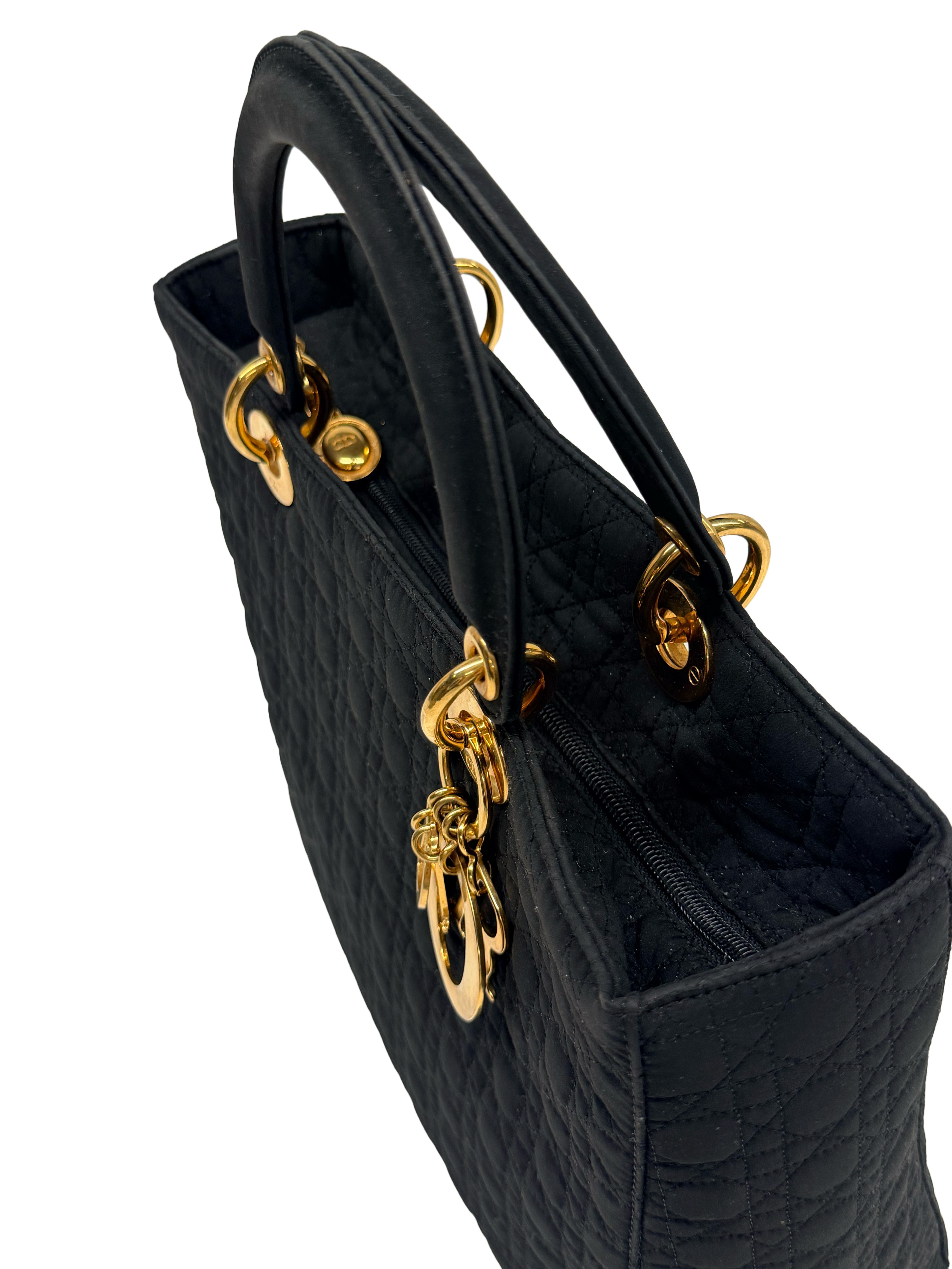 Vintage Lady Dior Large - Black Quilted Nylon