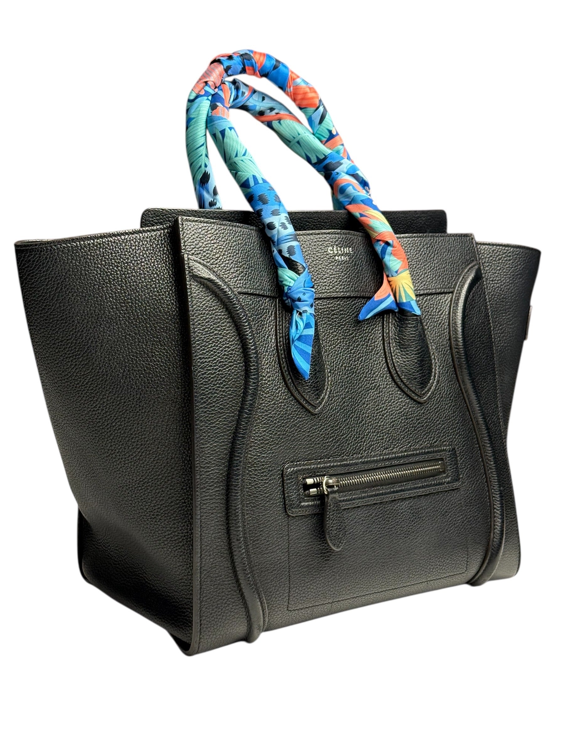 CÉLINE Mini Luggage Tote in Black Grained Calfskin (With Tags)
