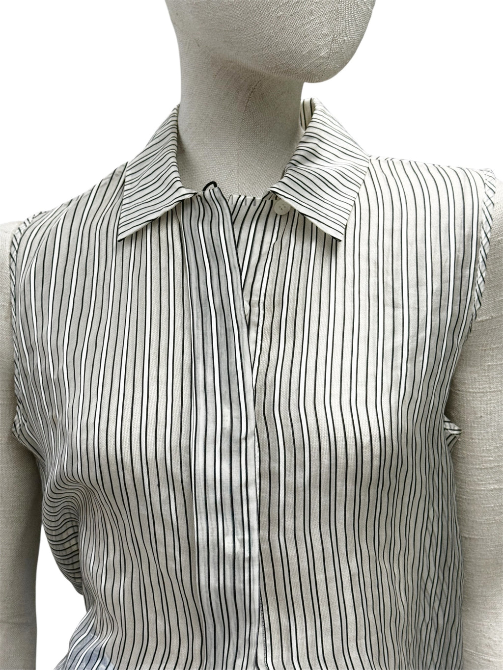 Yves Saint Laurent Variation Striped Sleeveless Blouse