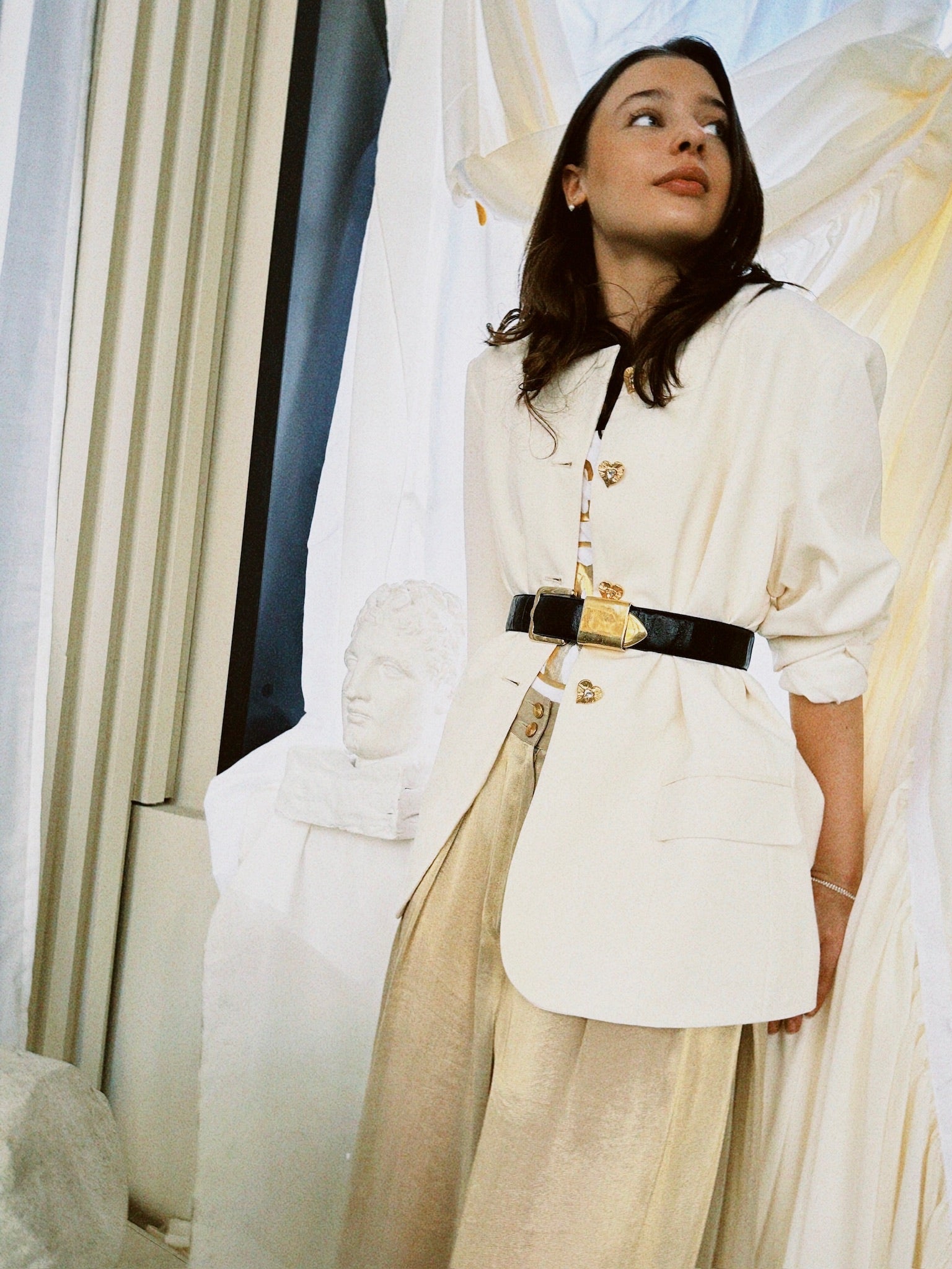 Vintage Yves Saint Laurent Gold Wide-Leg Trousers