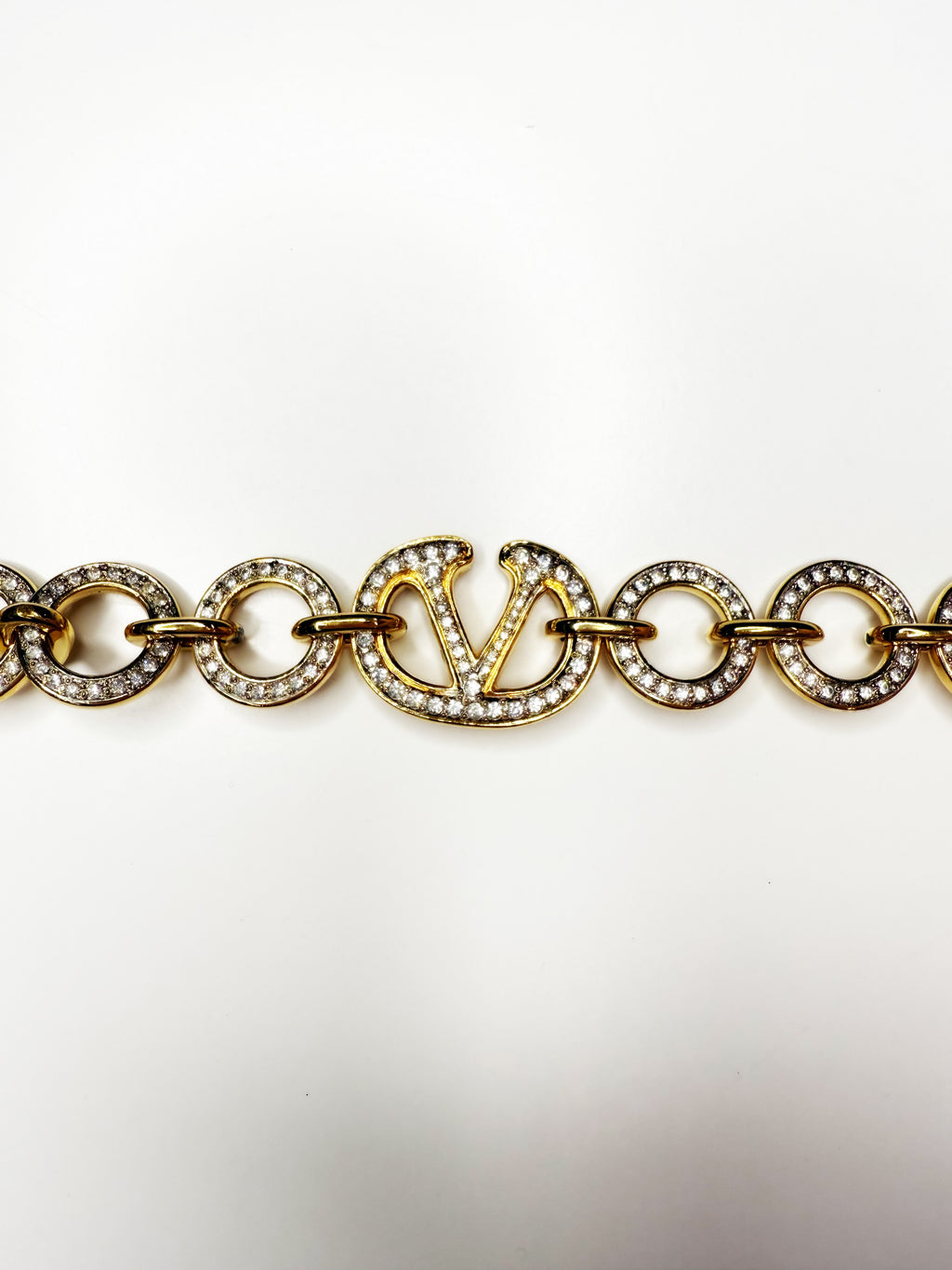 Valentino Crystal Logo Chain Bel