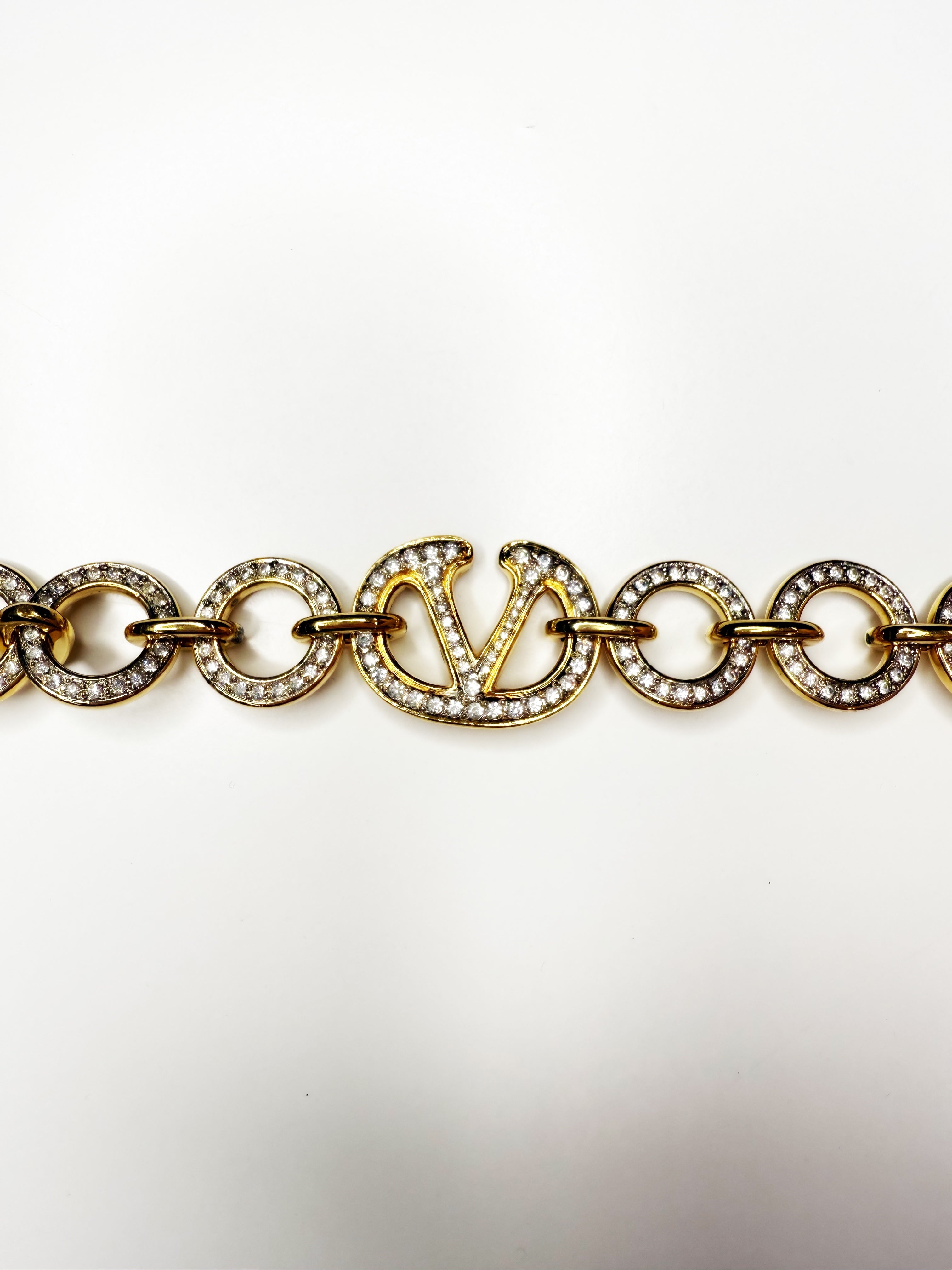Valentino Crystal Logo Chain Bel