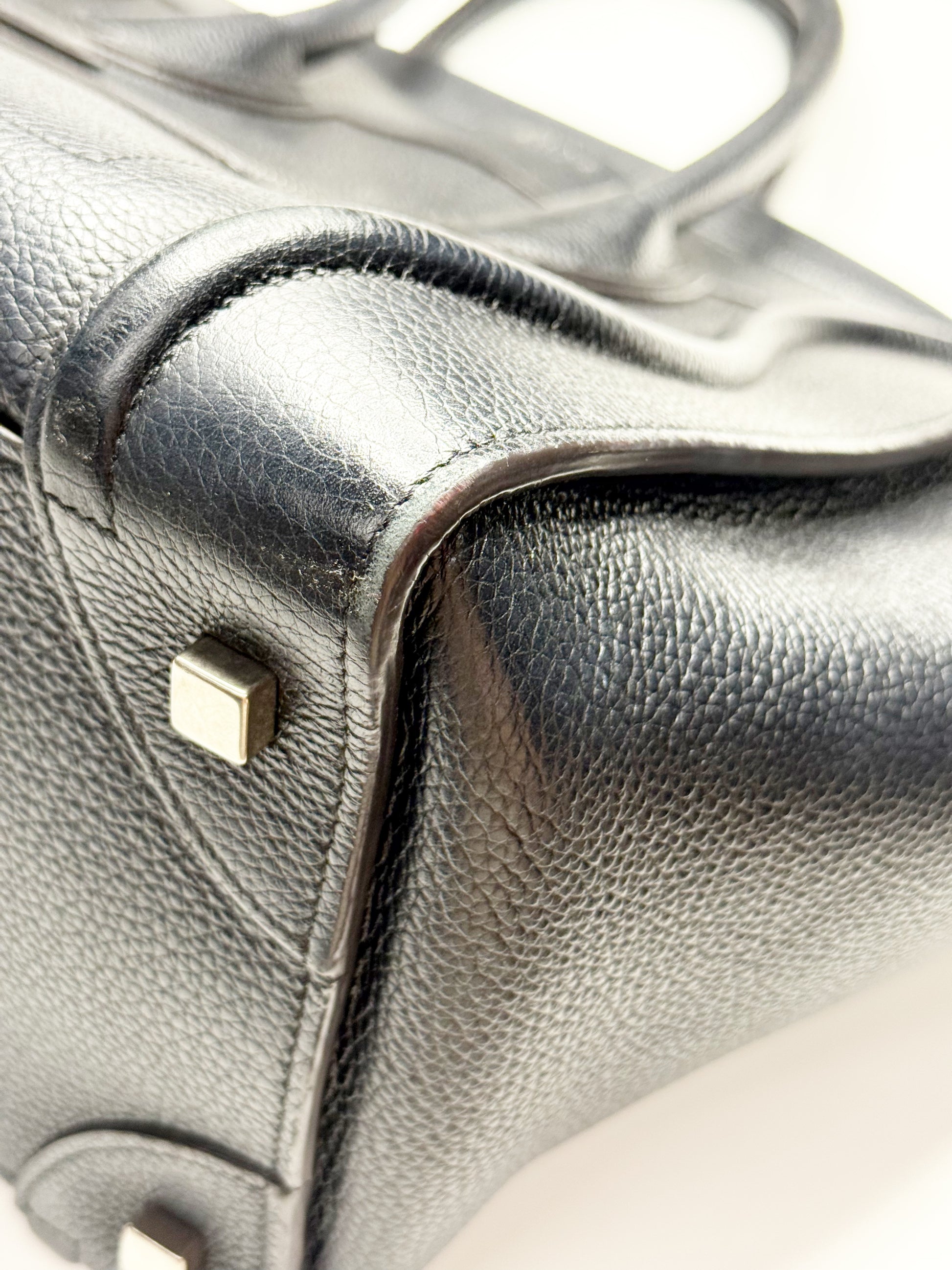 CÉLINE Mini Luggage Tote in Black Grained Calfskin (With Tags)