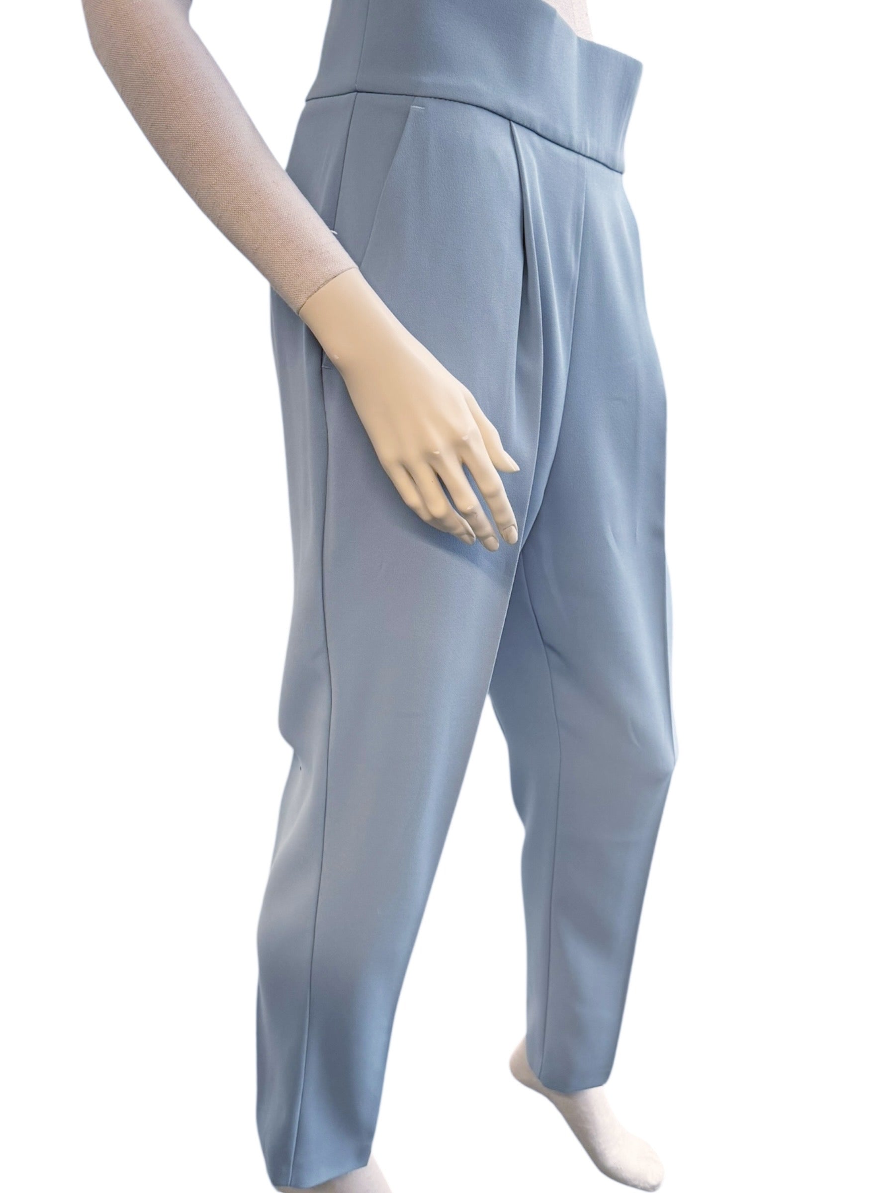 Pinko Light Blue Crepe Suit – Double-Breasted Blazer & High-Waisted Pants