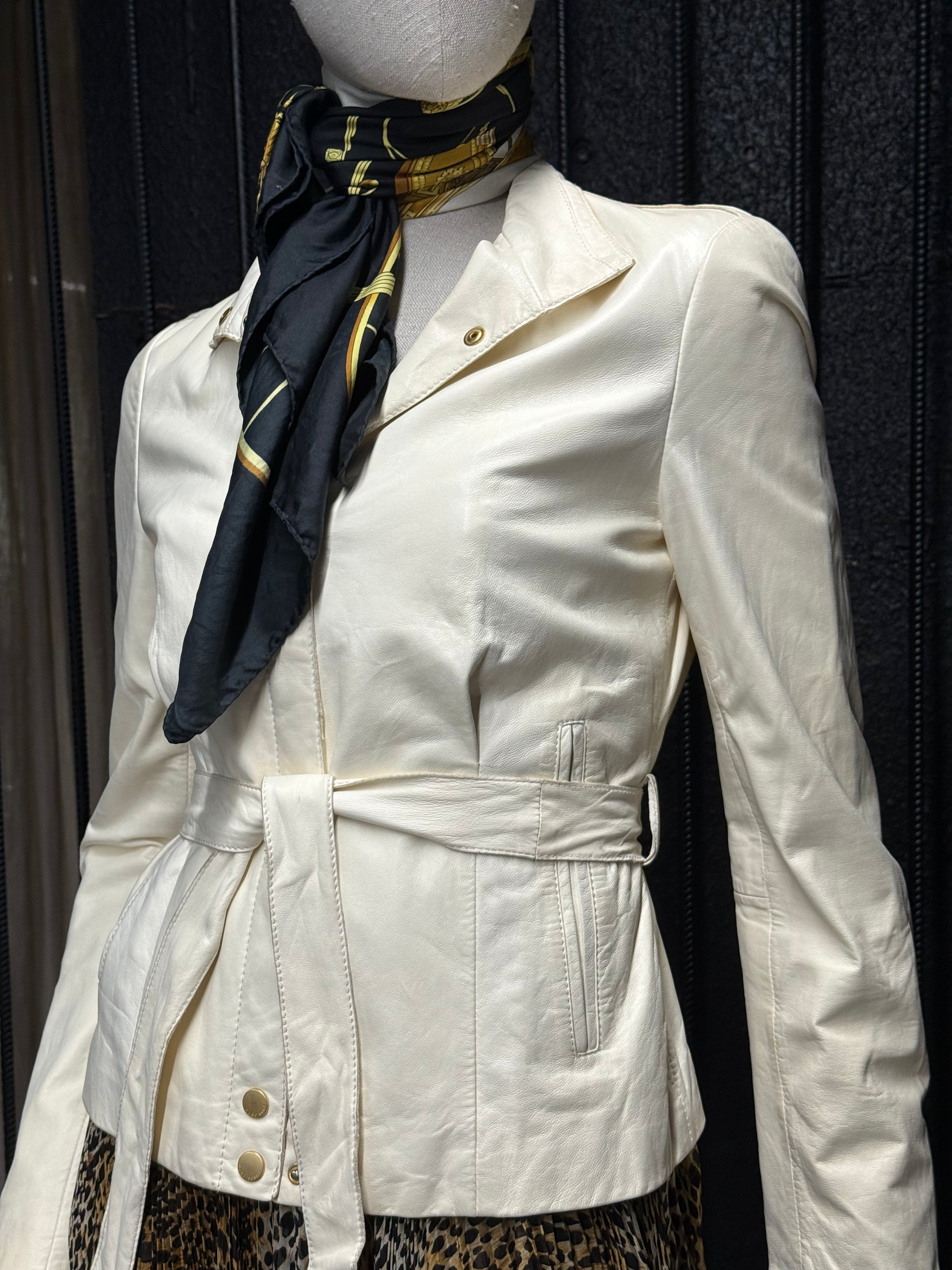 HUGO BOSS Lamb Leather Belted Jacket