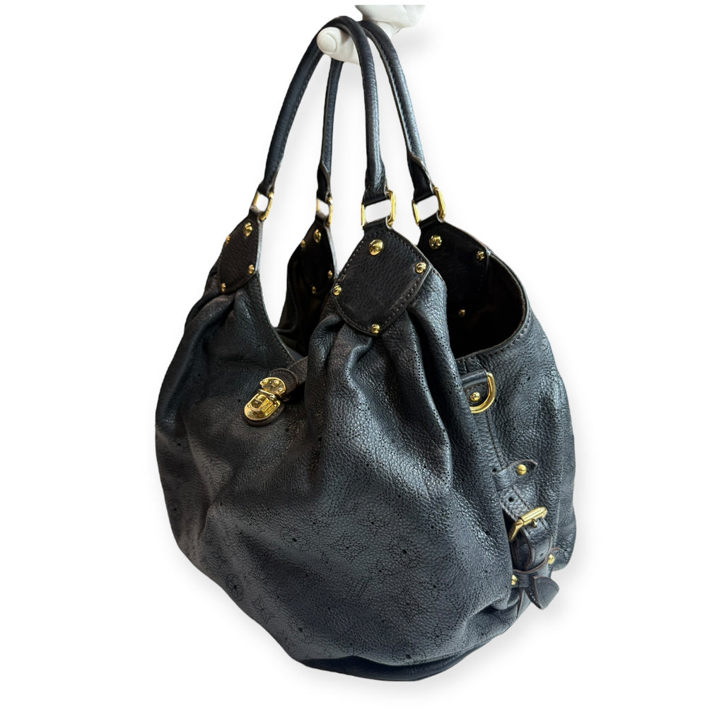 Louis Vuitton Mahina L Hobo Bag in Black Leather