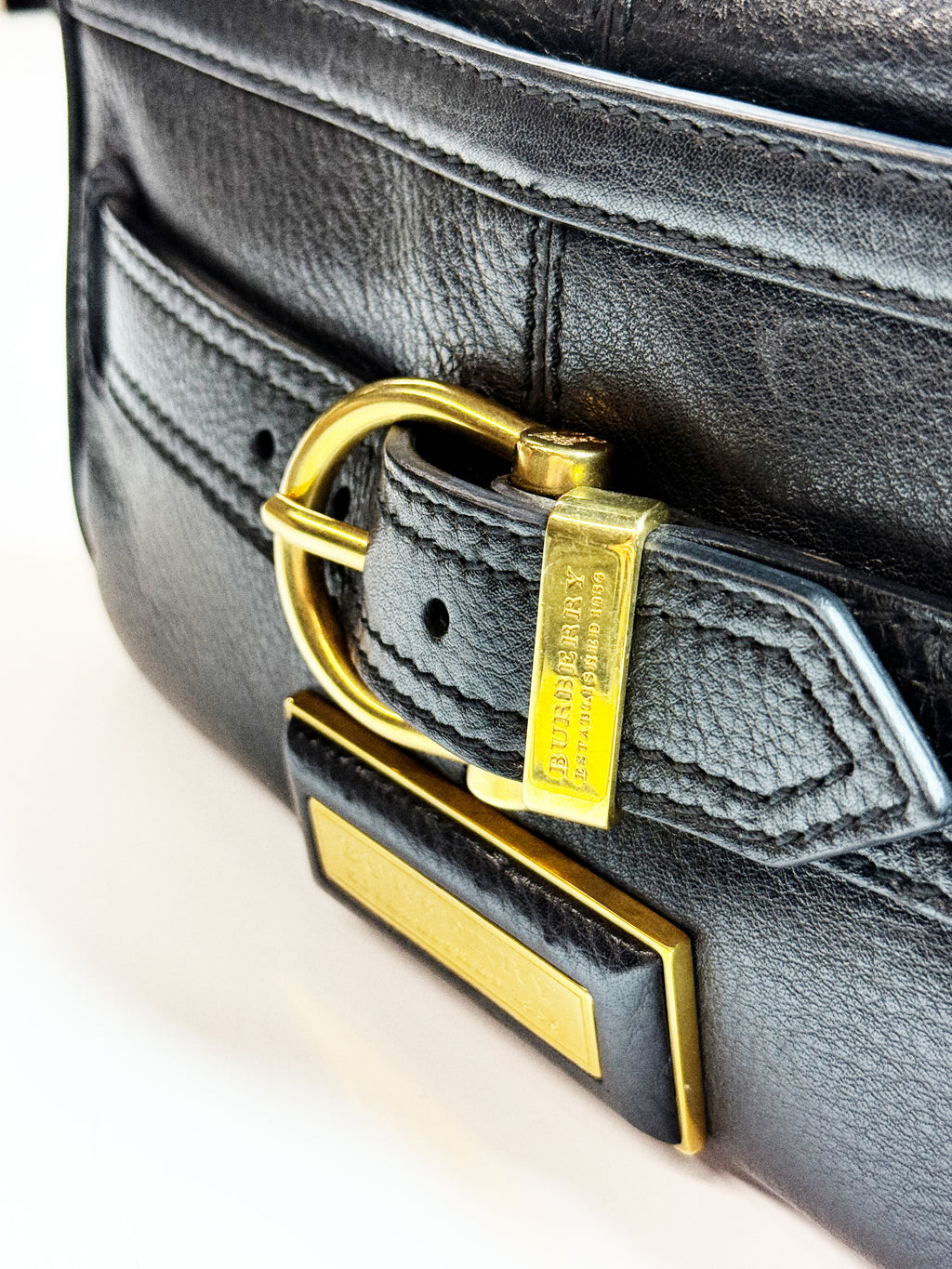 BURBERRY BLACK LEATHER BELT BAG