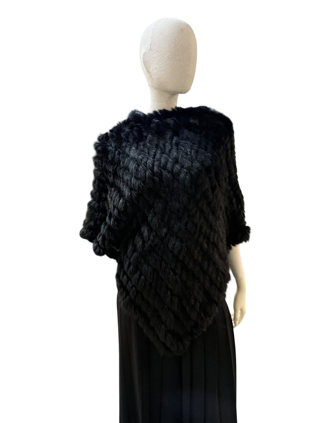 Liesel Black Fur Poncho