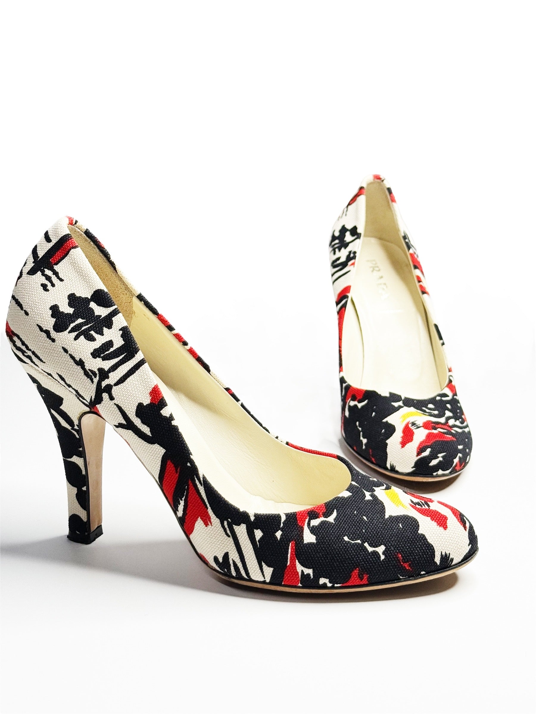 Prada Printed Canvas Pumps