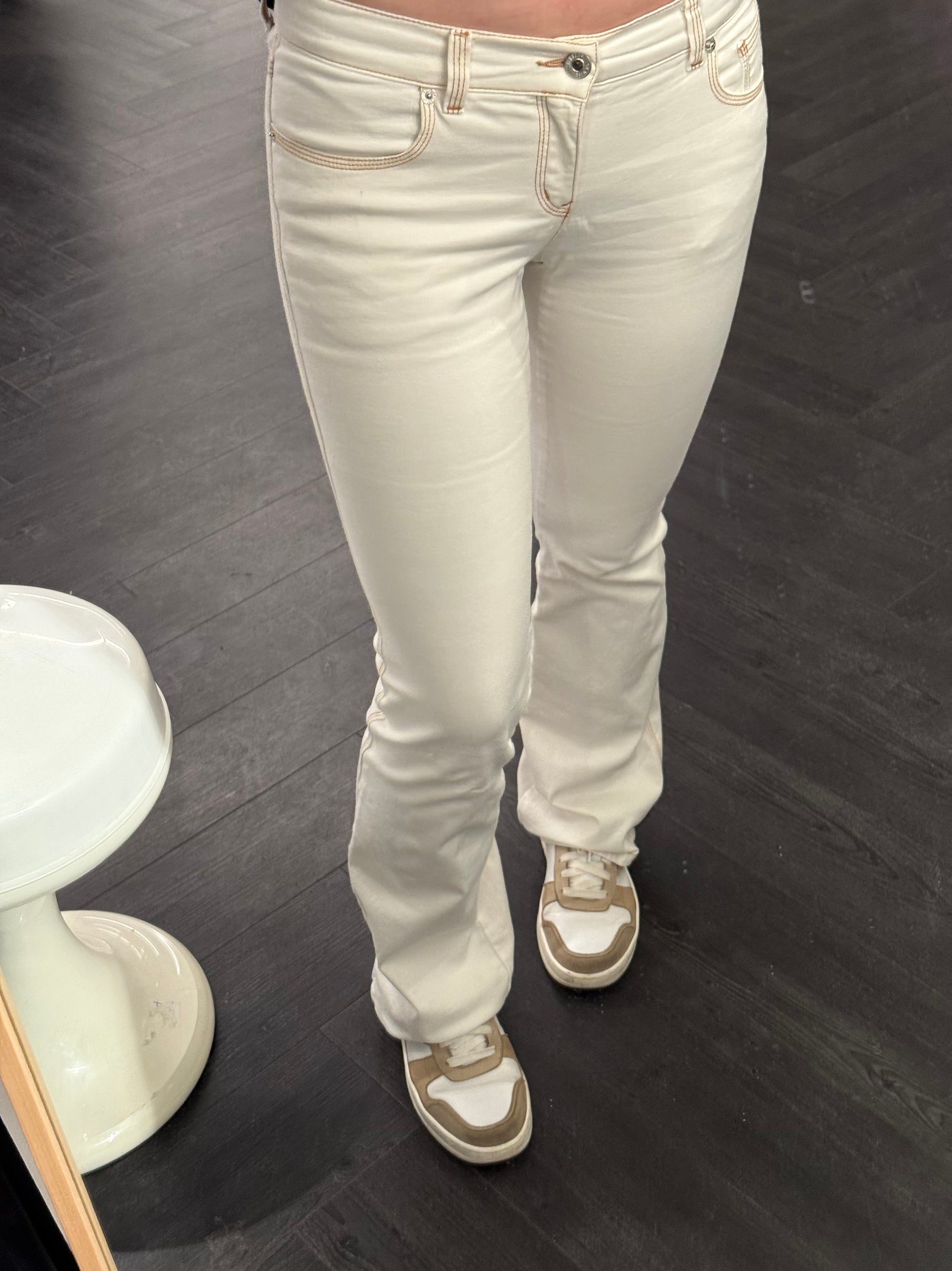 Moschino Jeans White Heart-Stitch Pants