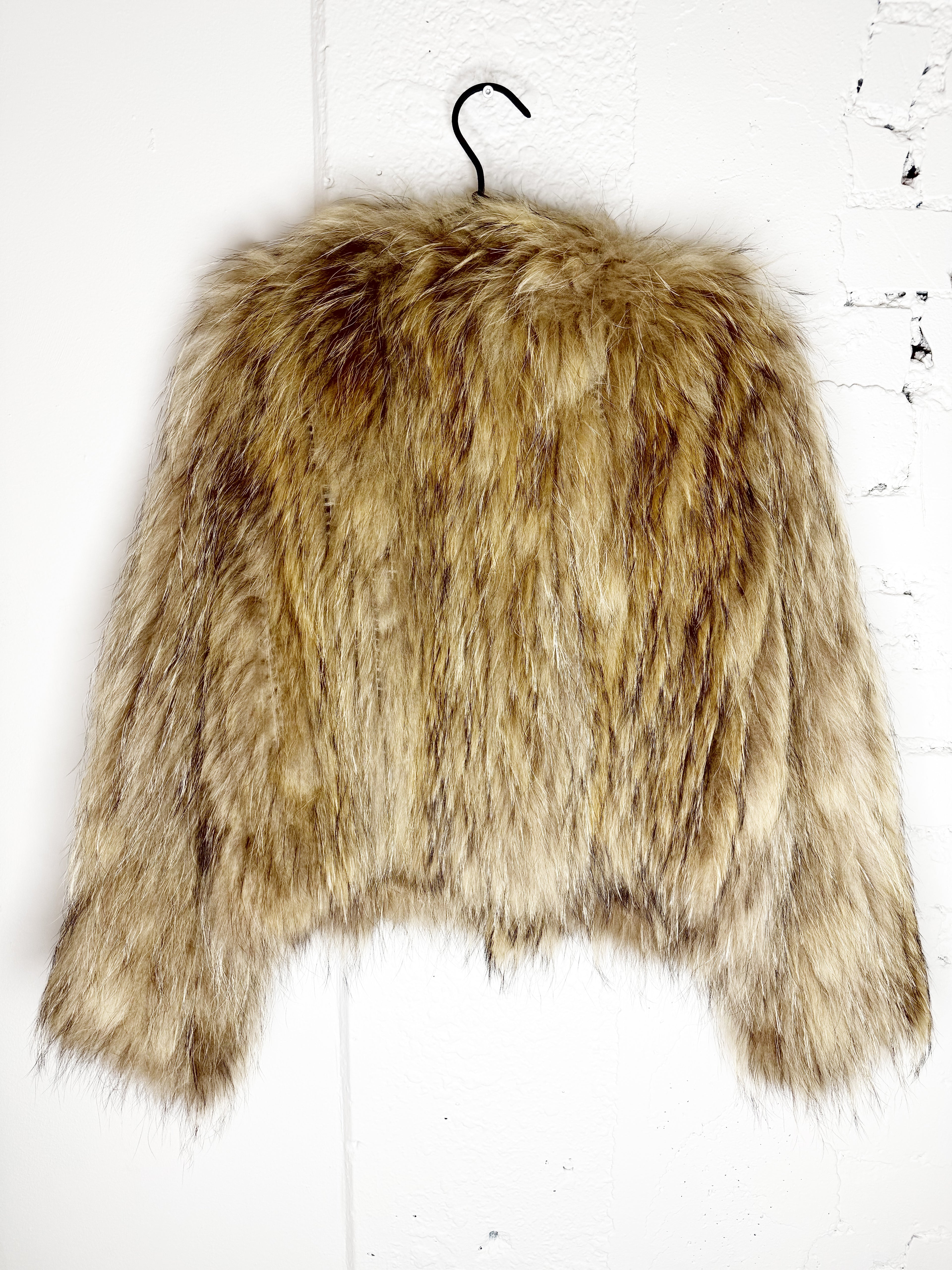Meotine Hand-Knitted Raccoon Fur Jacket - S/M