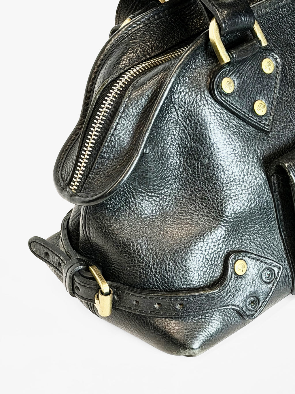 MULBERRY Black Leather Bowler Bag – Early 2000s Icon
