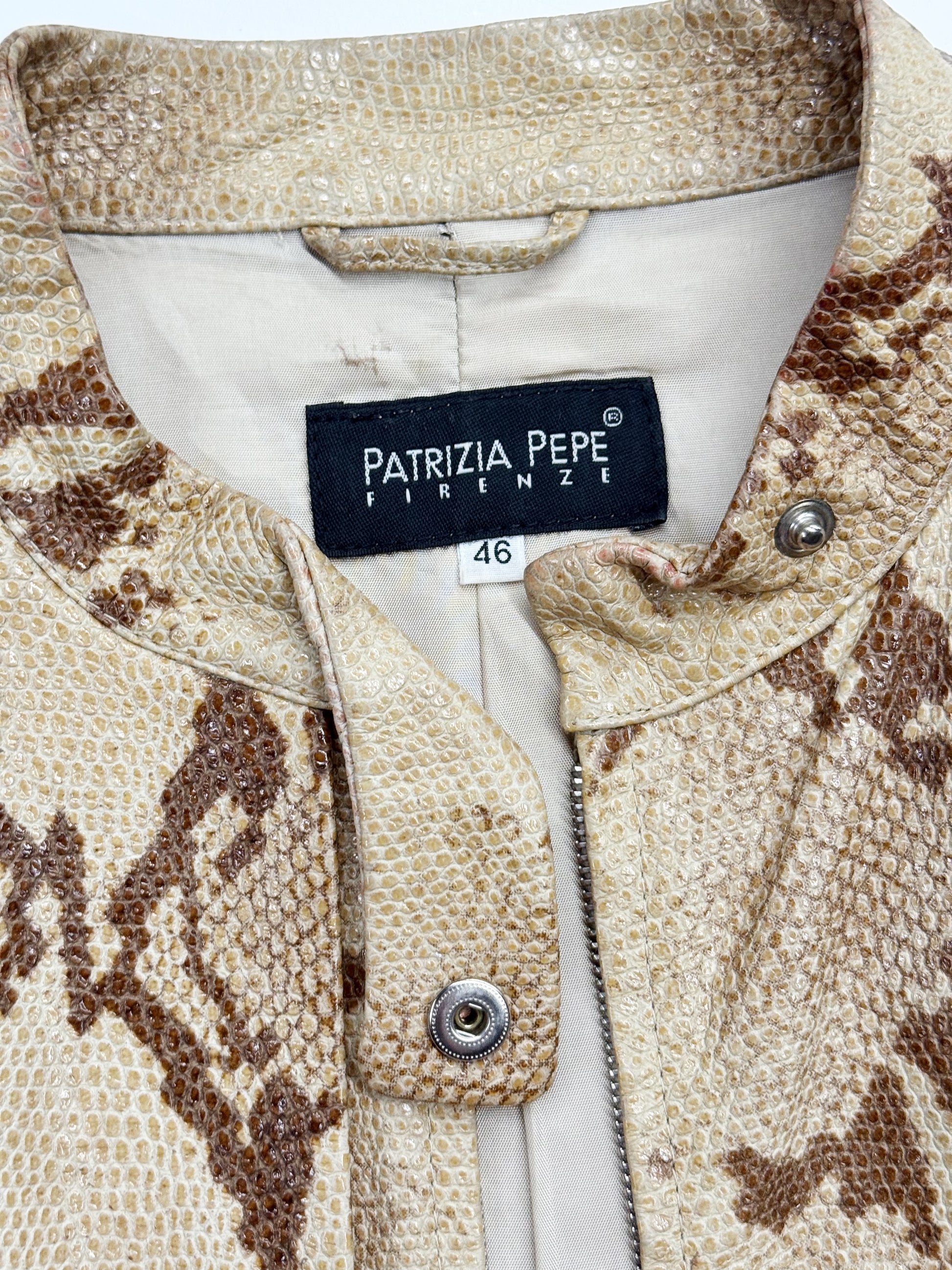 Vintage Patrizia Pepe Snake-Effect Leather Jacket