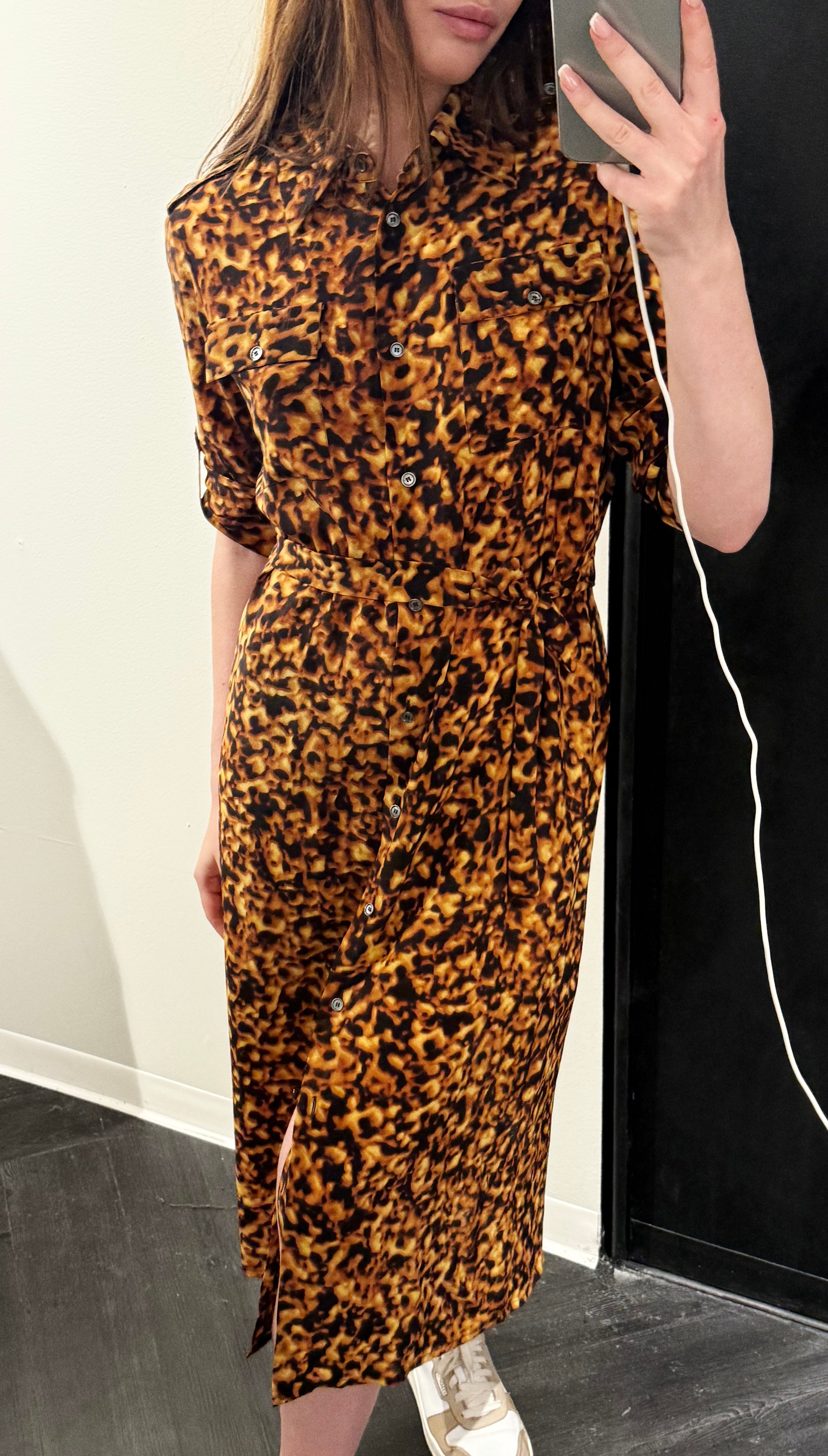Celine Silk Dress in Leopard Print