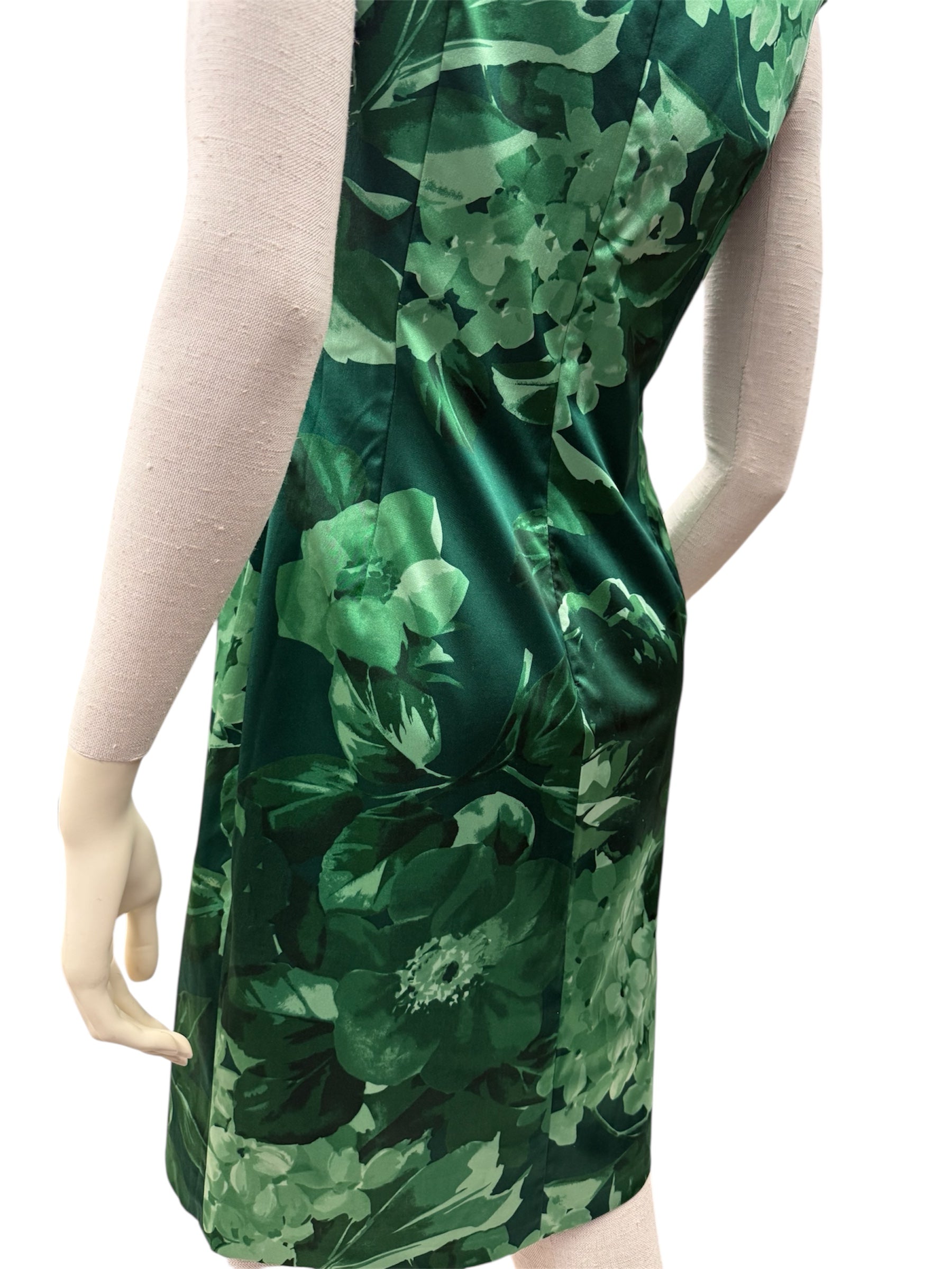 DOLCE & GABBANA green floral silk dress