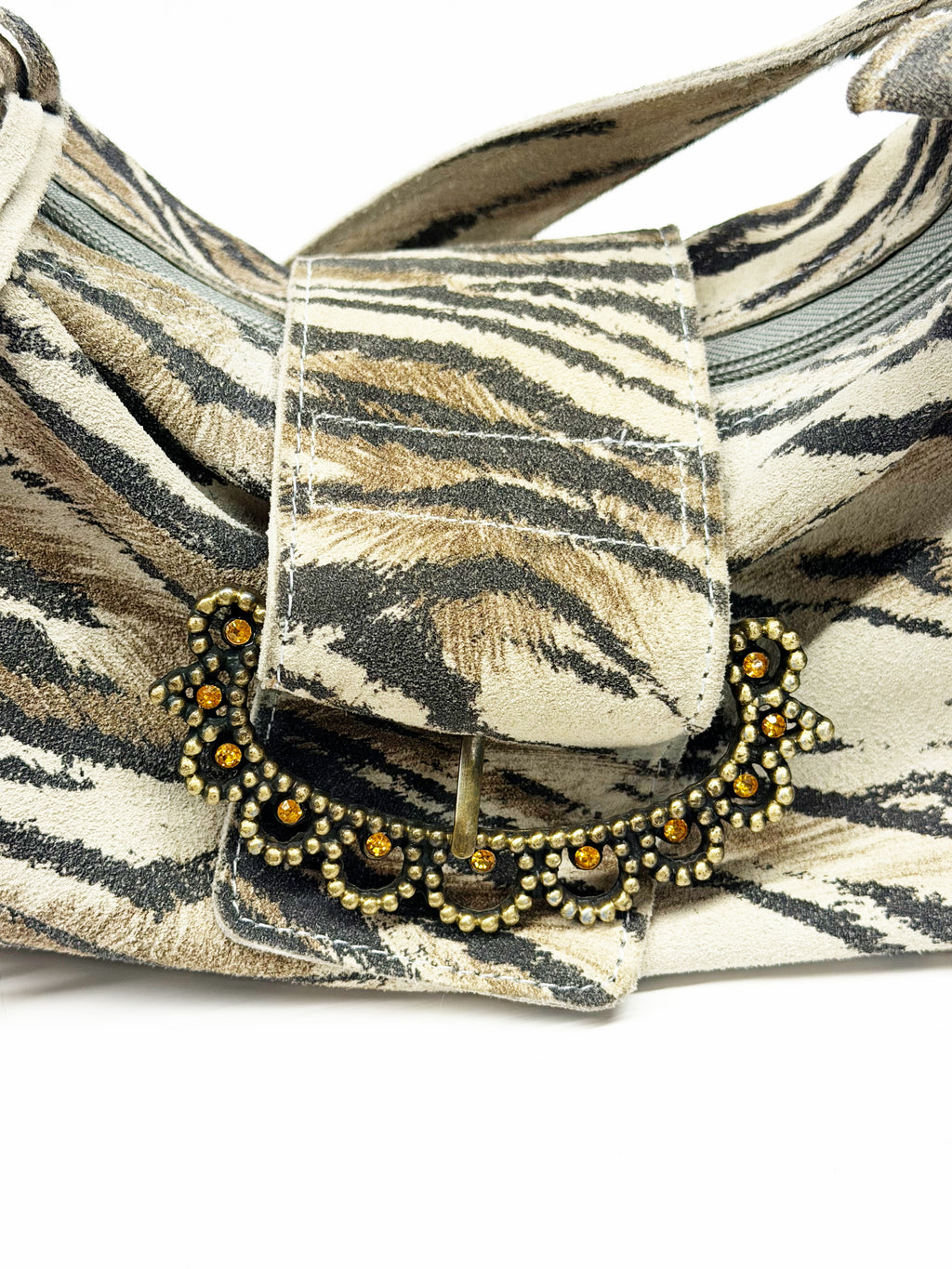 Roberto Cavalli Tiger Print Pony Hair Shoulder Bag