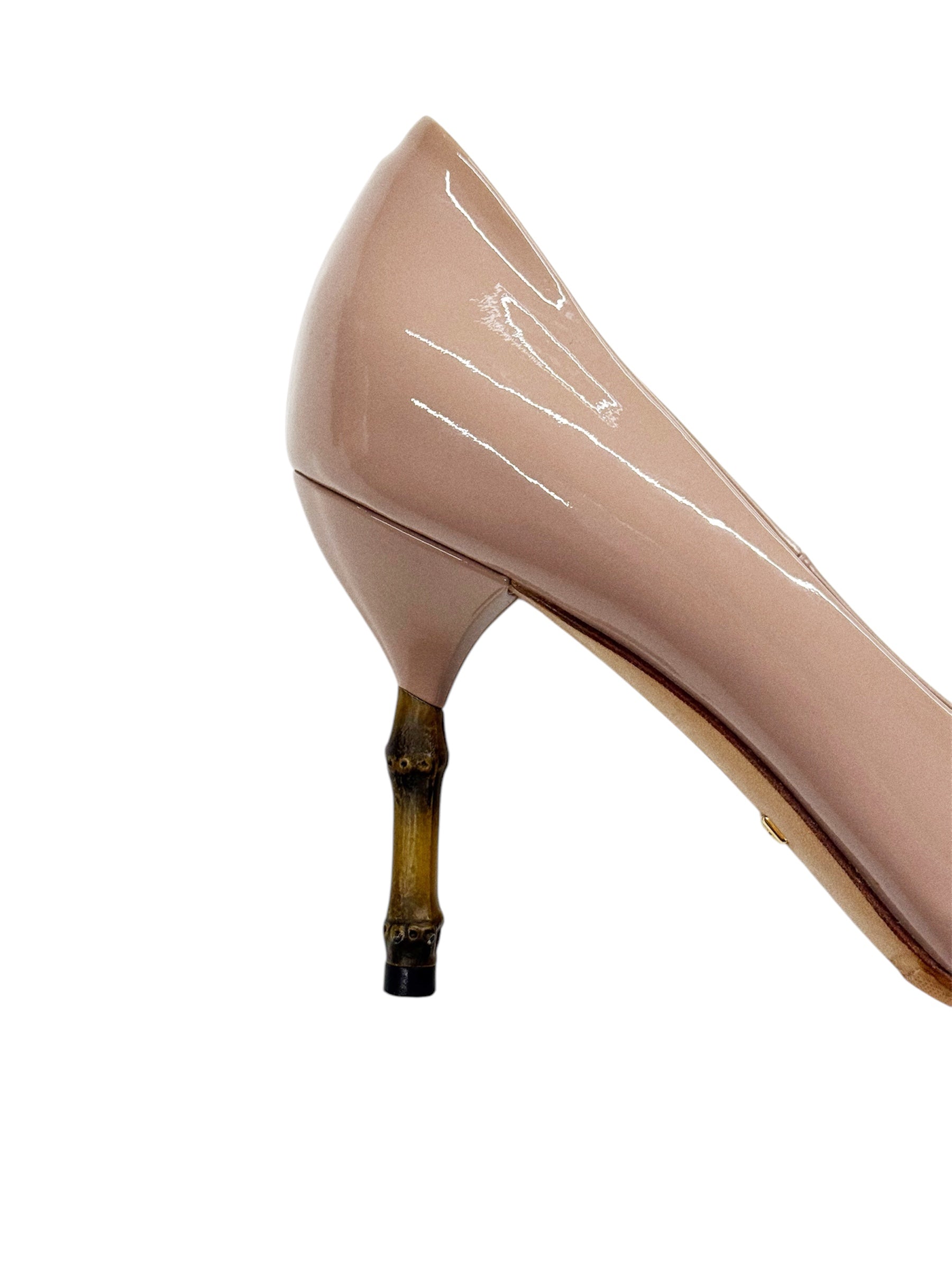 Gucci Patent Leather Bamboo Heel Pumps