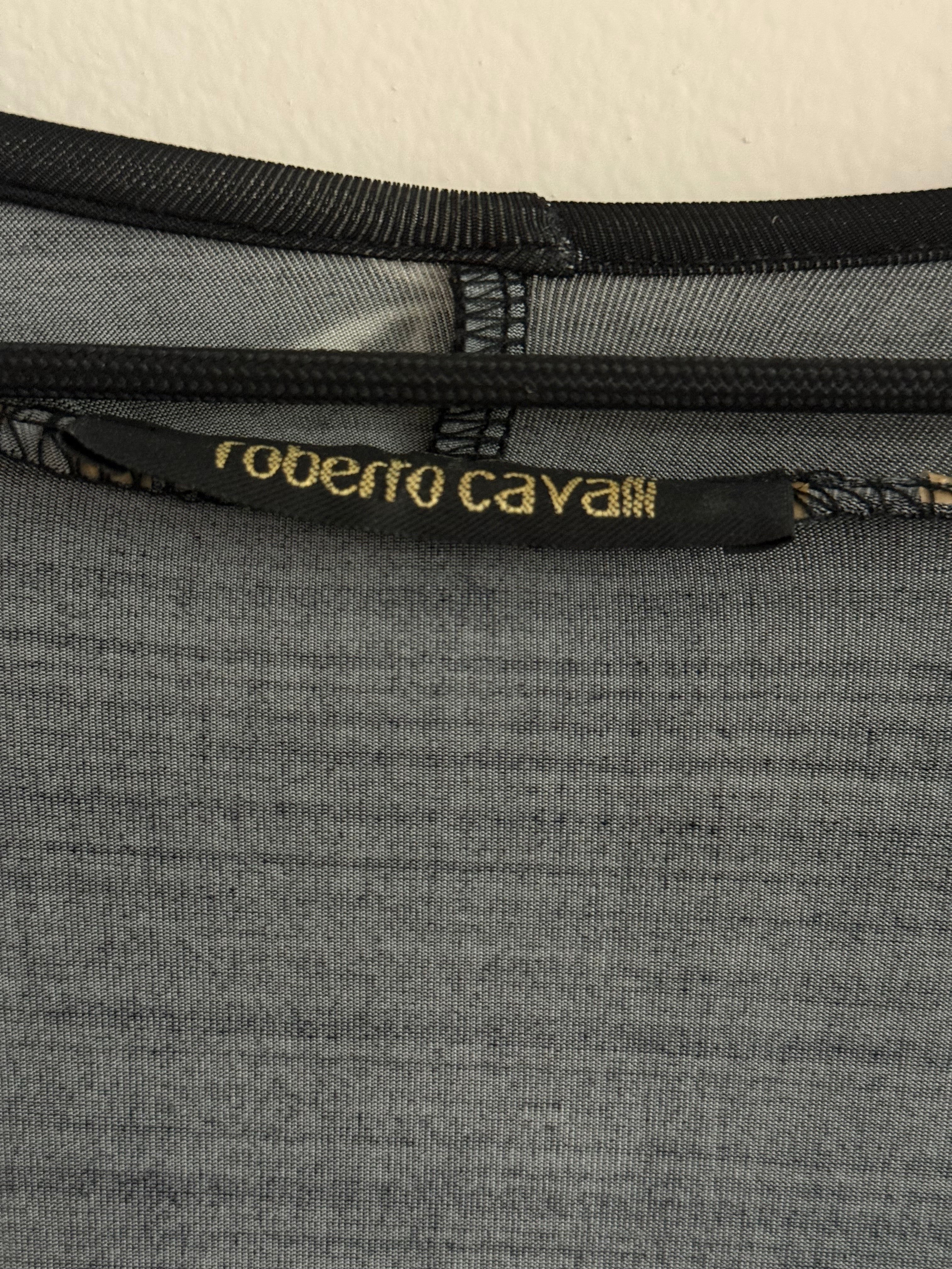 Roberto Cavalli Floral-Print Dress with Gold Brooch - M