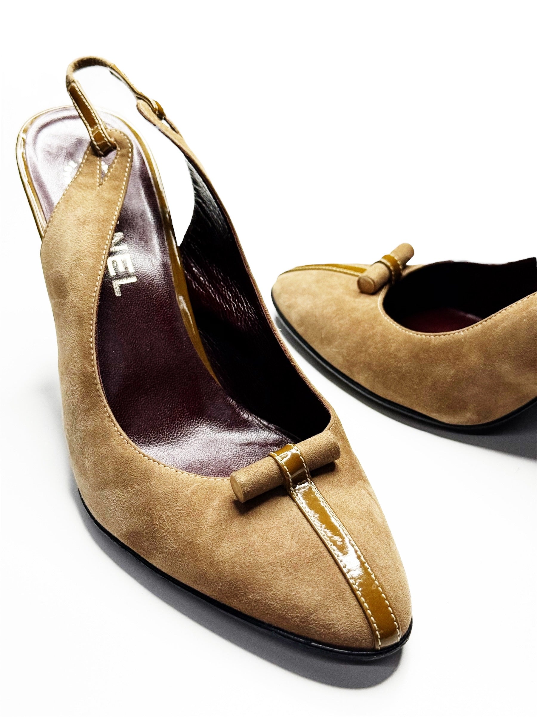 CHANEL Slingback Heels with Patent Trim