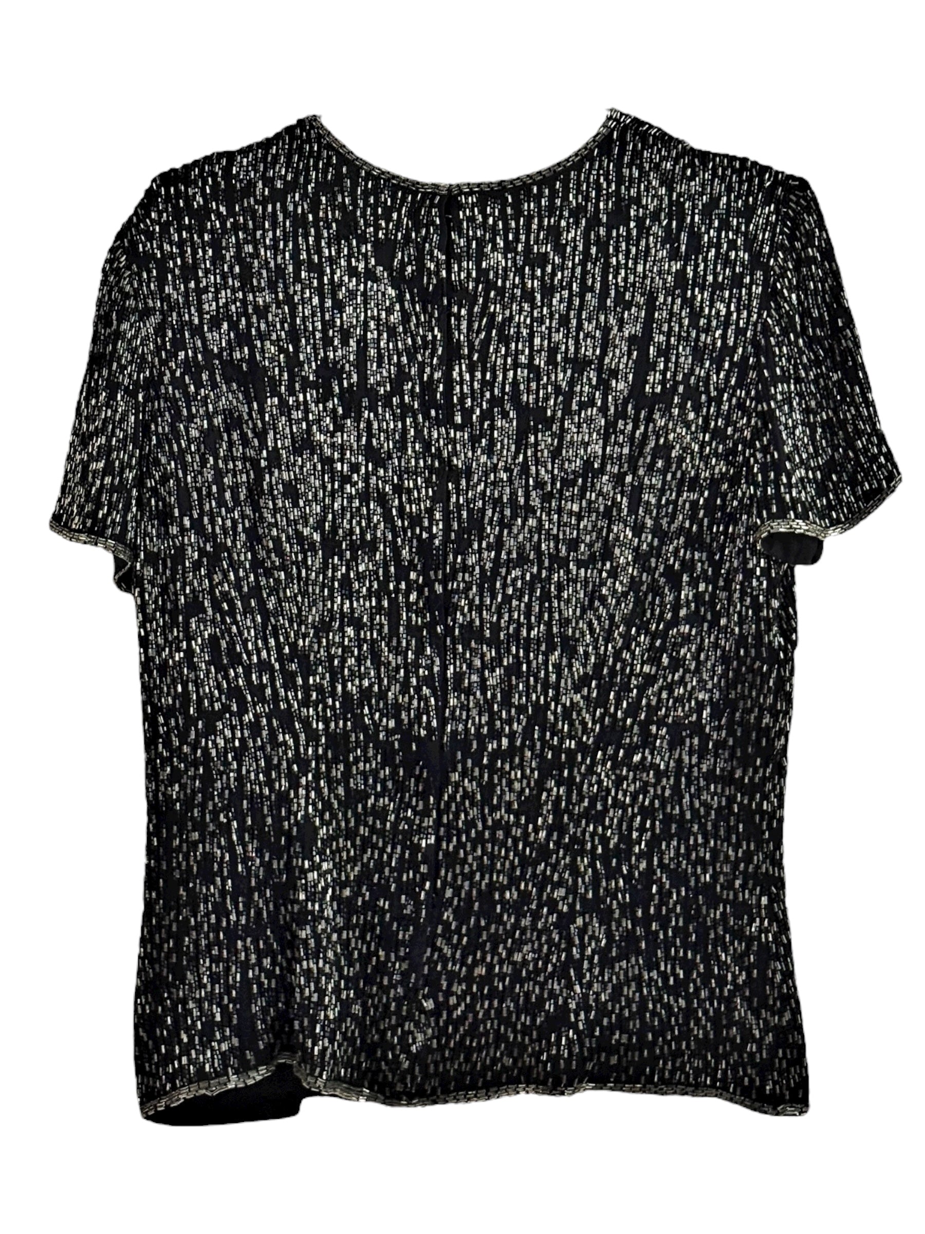 Eva Lie Beaded Silk Top - M