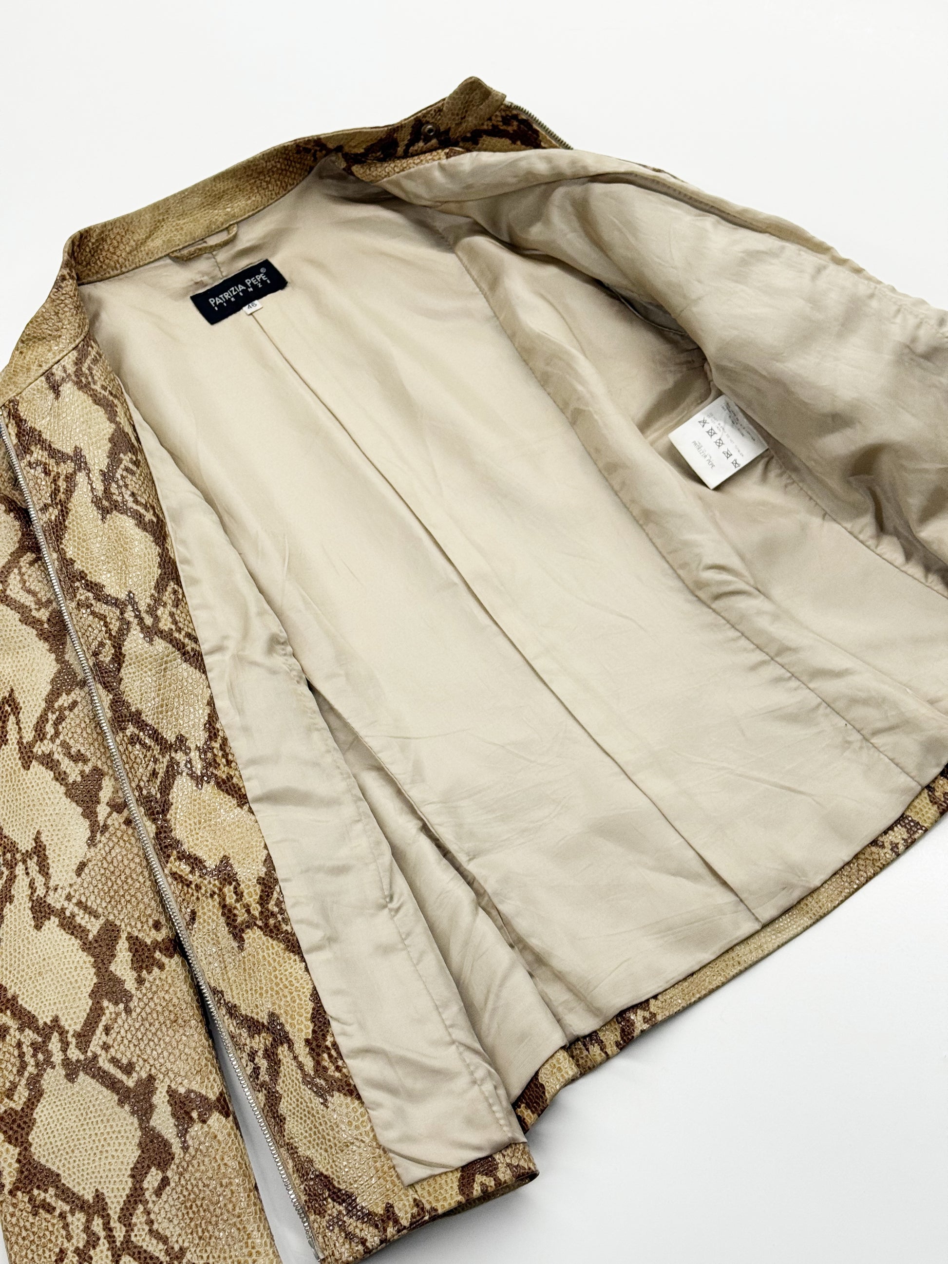Vintage Patrizia Pepe Snake-Effect Leather Jacket