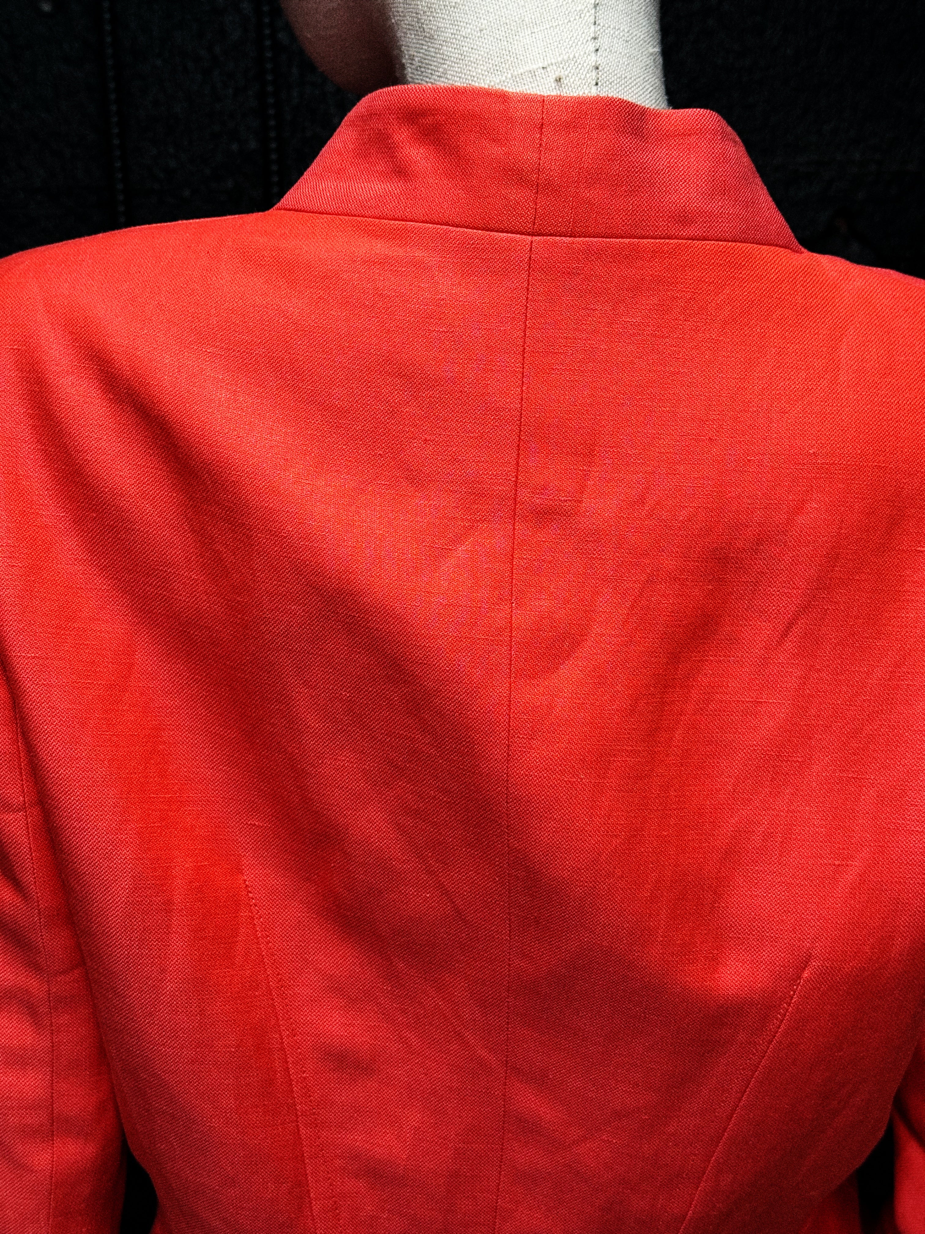 JAEGER Red Silk-Linen Fitted Blazer