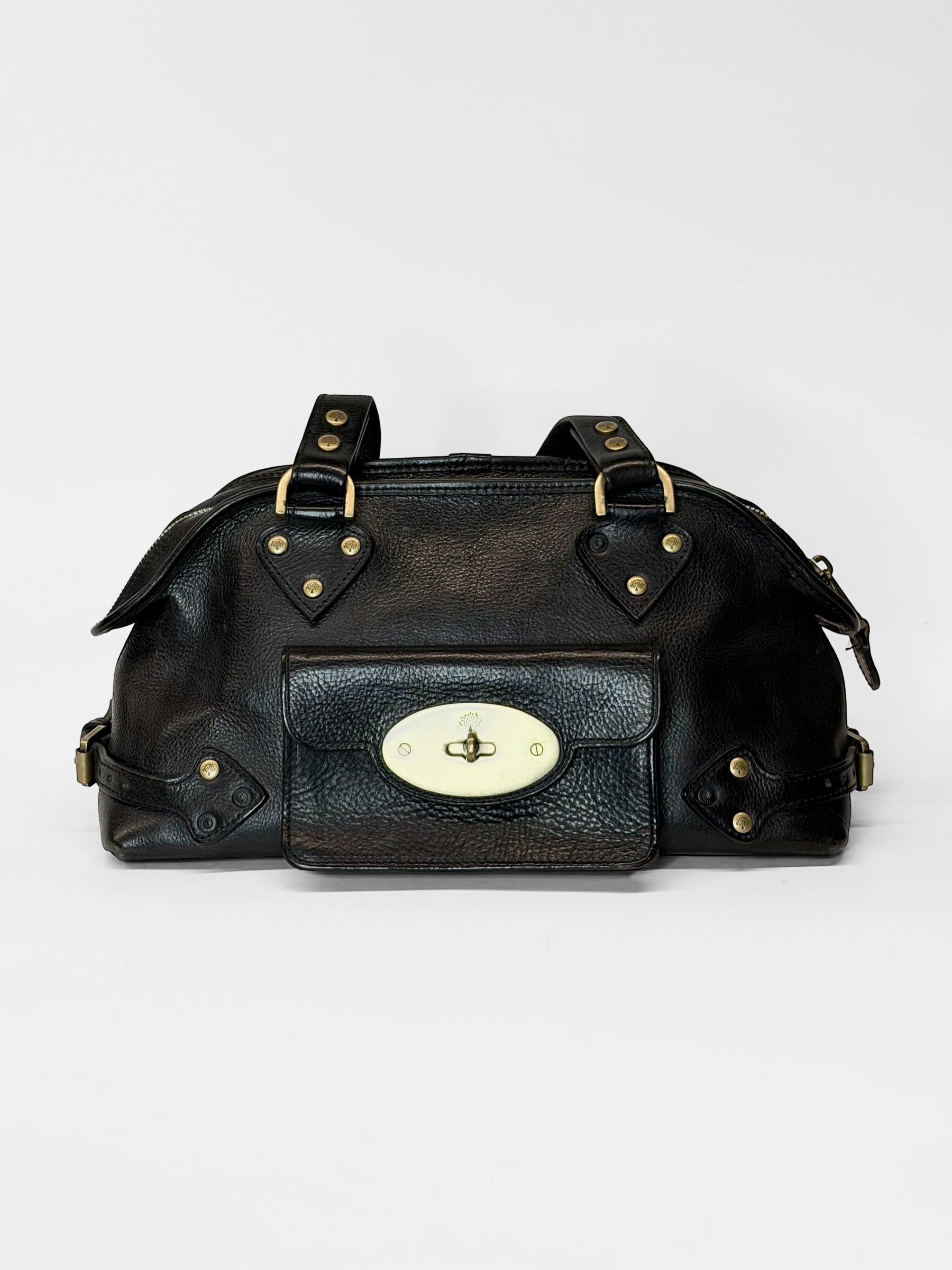 MULBERRY Black Leather Bowler Bag – Early 2000s Icon