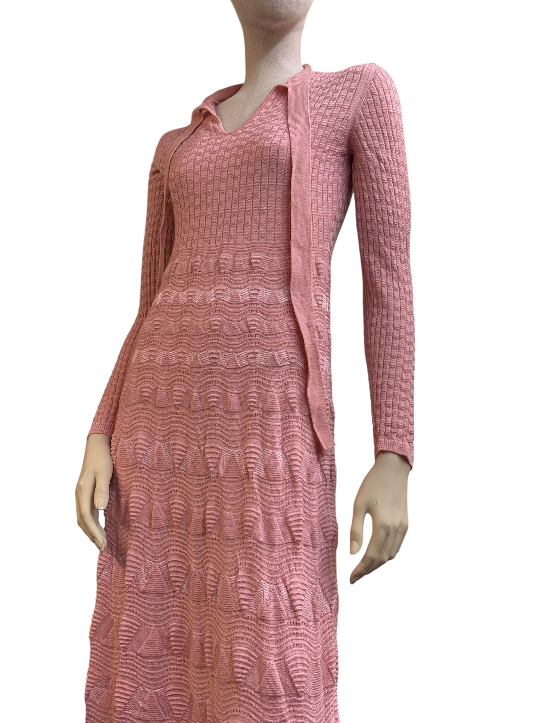 Missoni Pink Textured Knit Maxi Dress