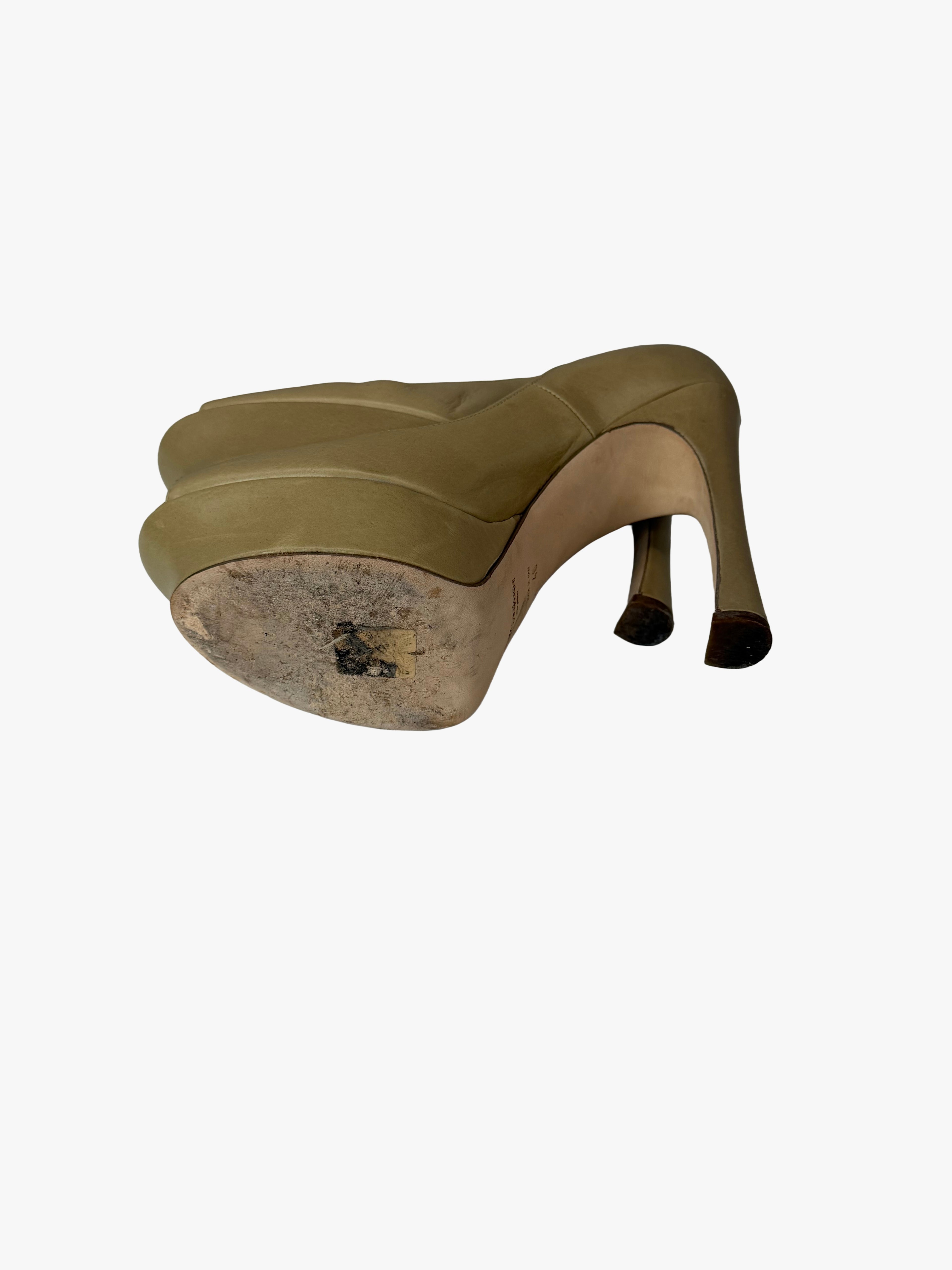 Yves Saint Laurent Palais Leather Peep-Toe Pumps