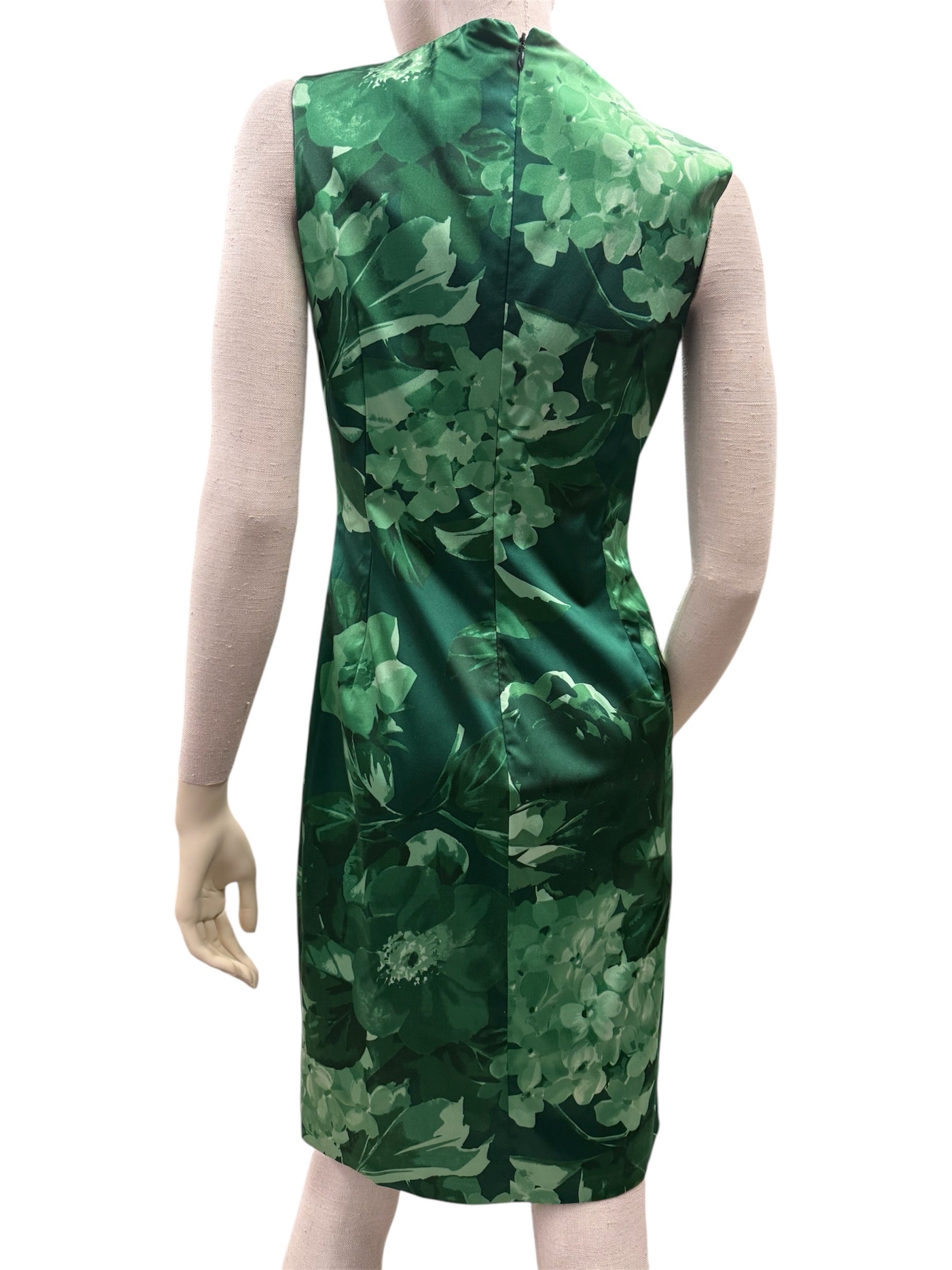 DOLCE & GABBANA green floral silk dress