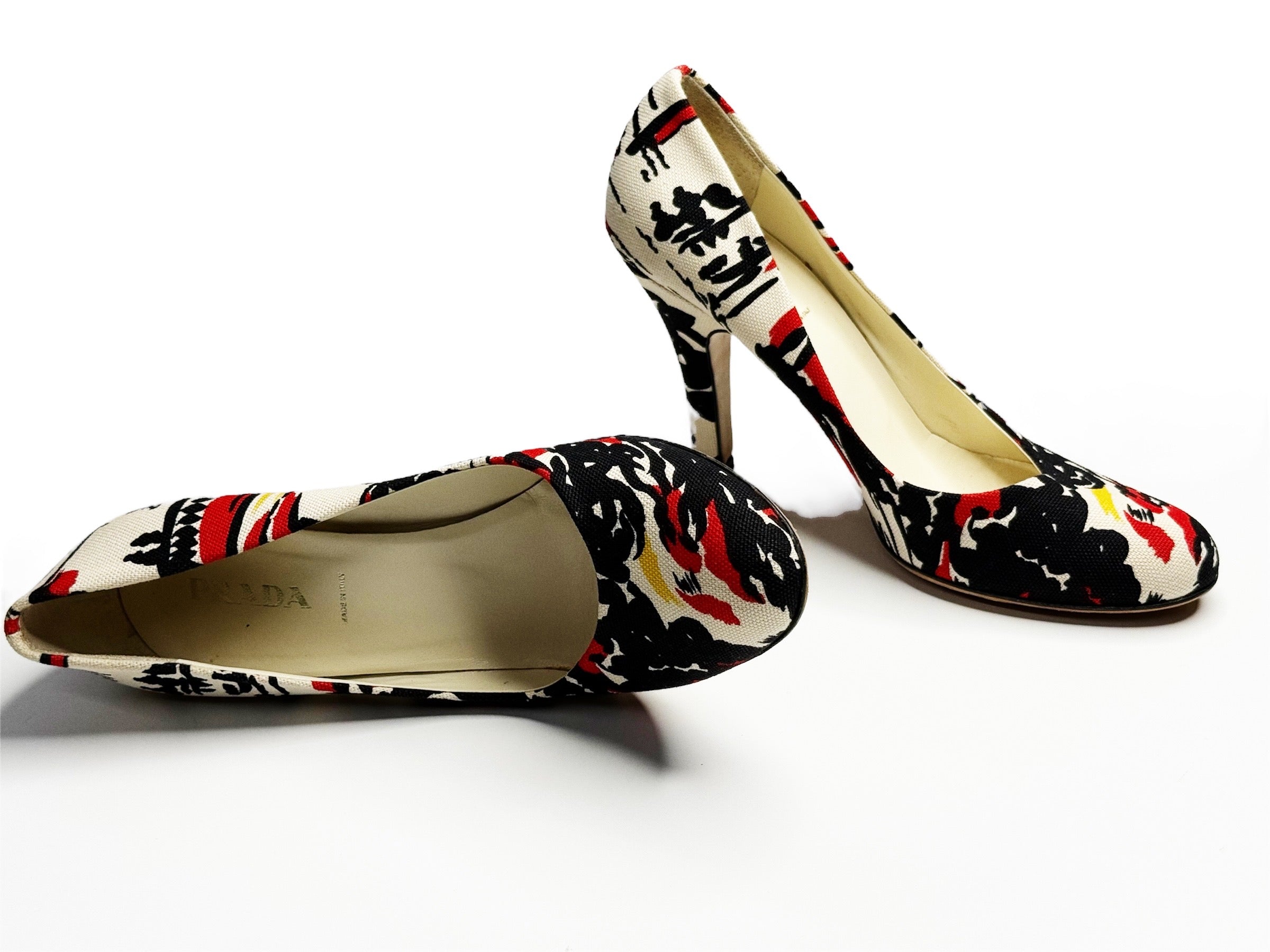 Prada Printed Canvas Pumps