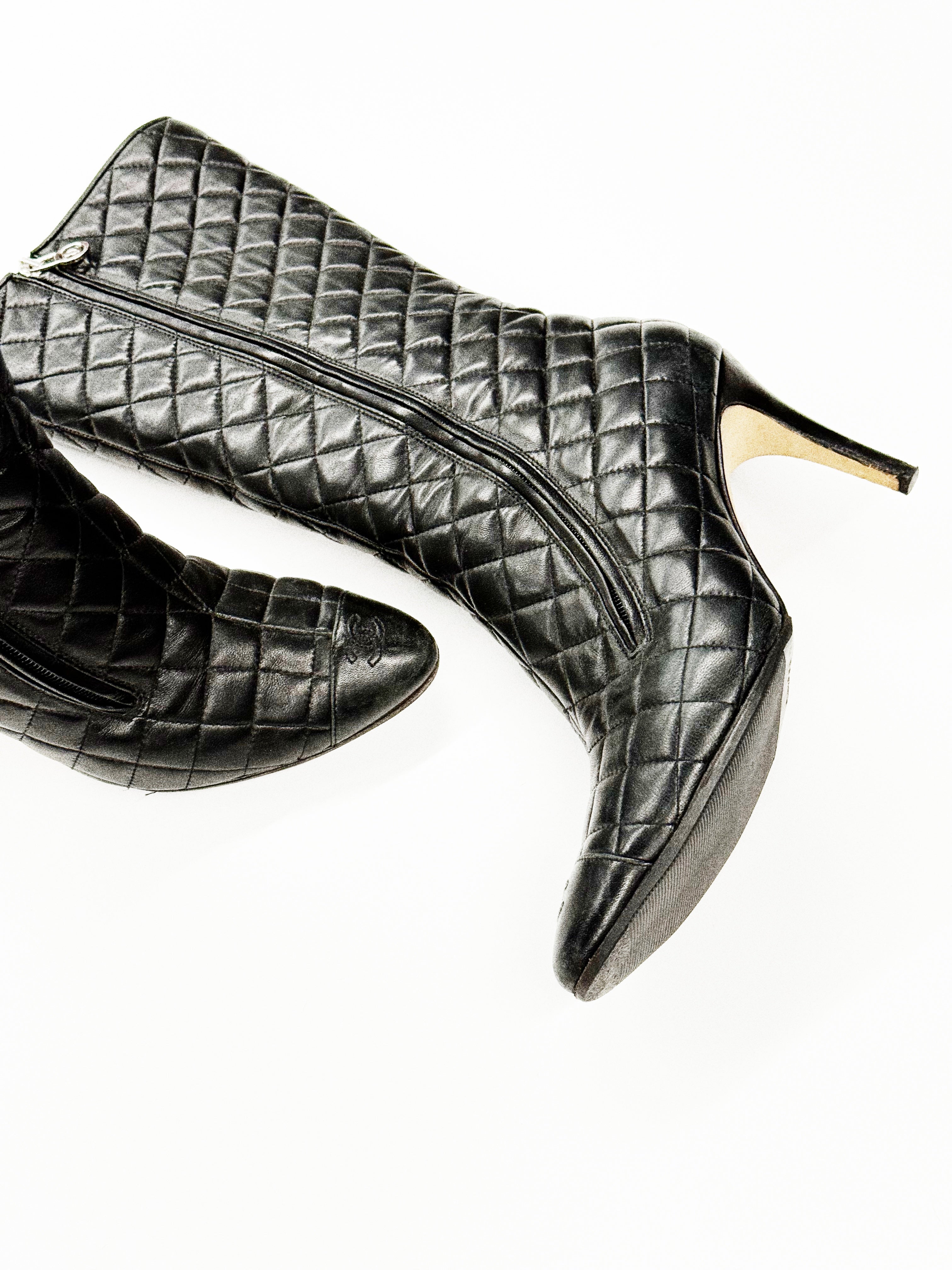 Chanel Quilted Leather Knee-High Boots