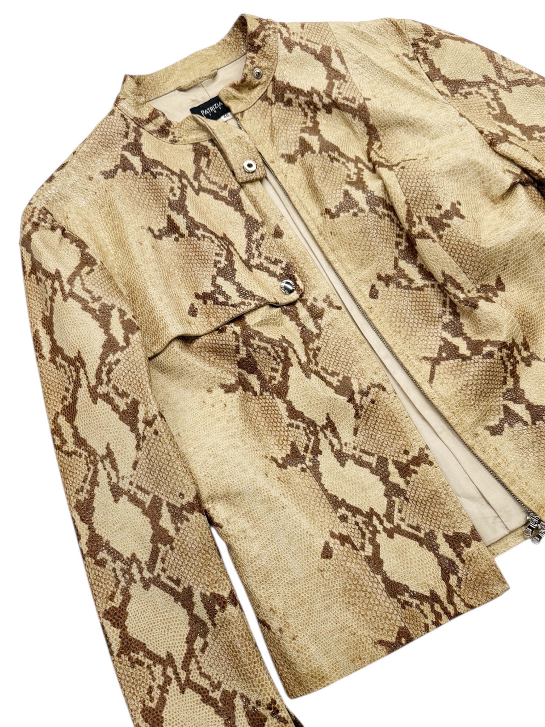 Vintage Patrizia Pepe Snake-Effect Leather Jacket