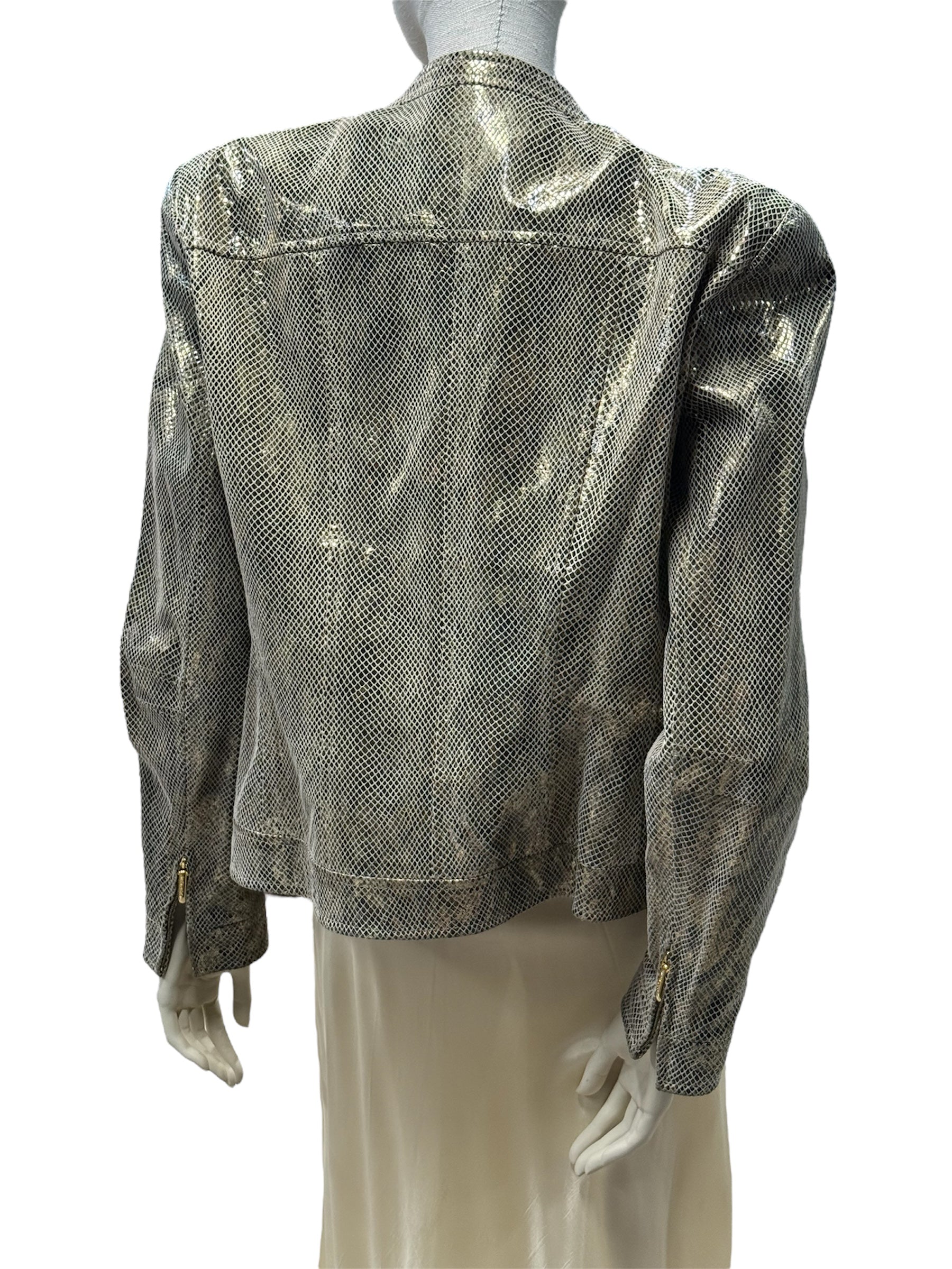 ESCADA Metallic Gold Lamb Leather Jacket
