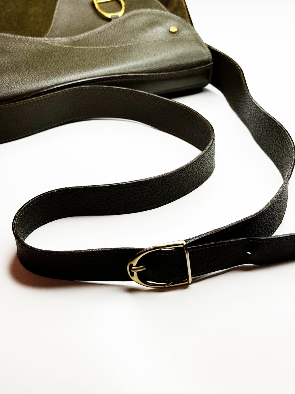 Vintage Gucci Green Suede & Leather Shoulder Bag