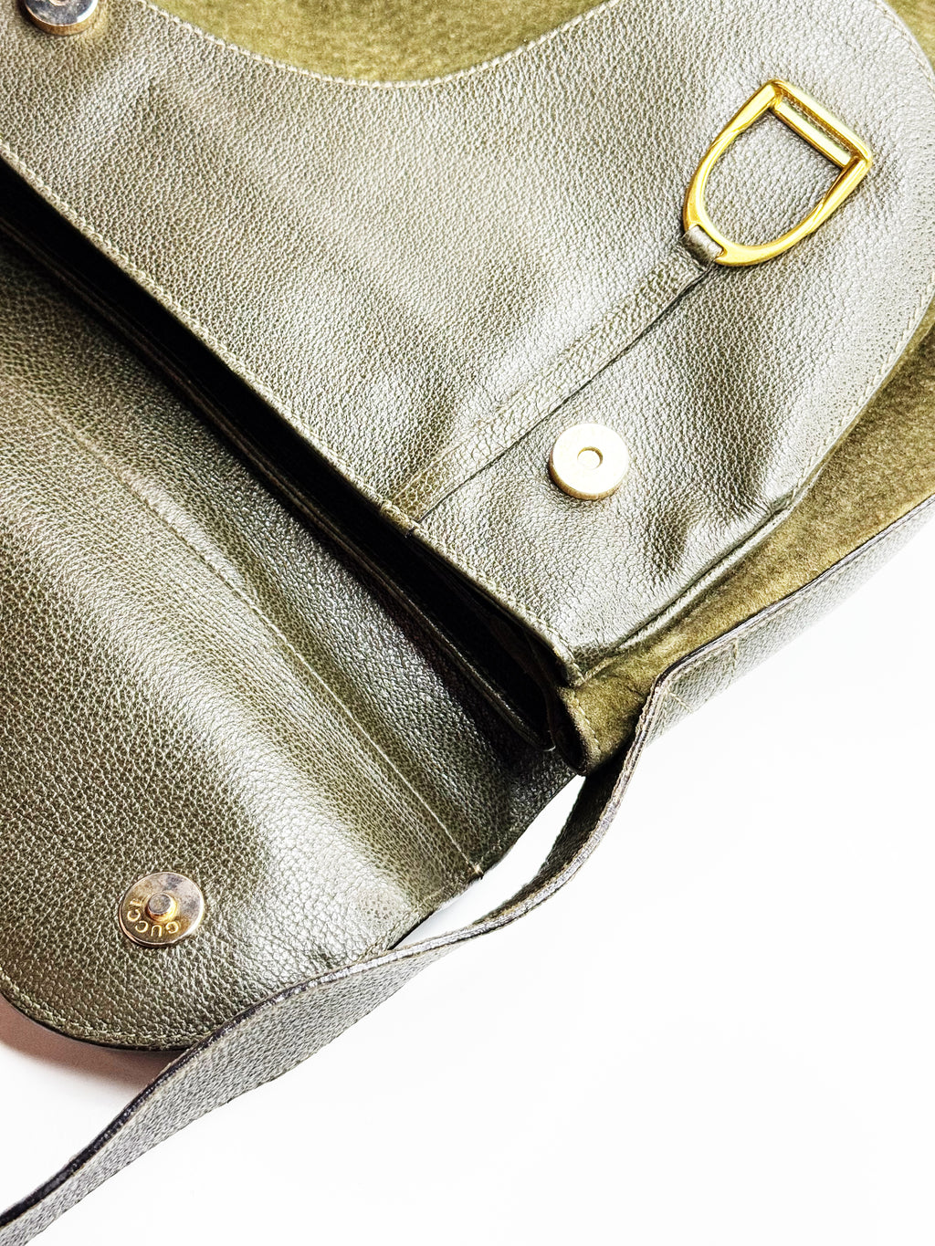Vintage Gucci Green Suede & Leather Shoulder Bag