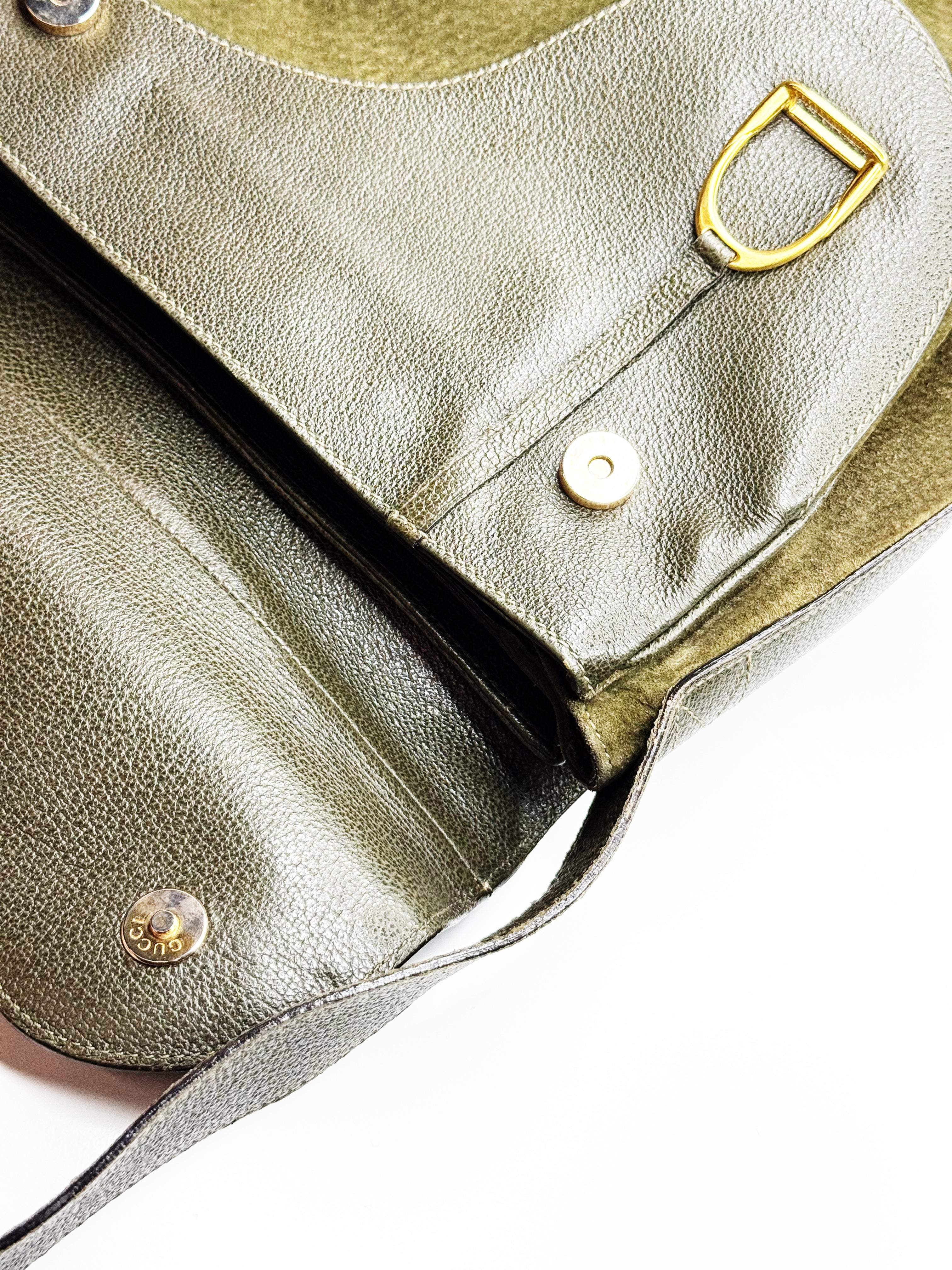 Vintage Gucci Green Suede & Leather Shoulder Bag