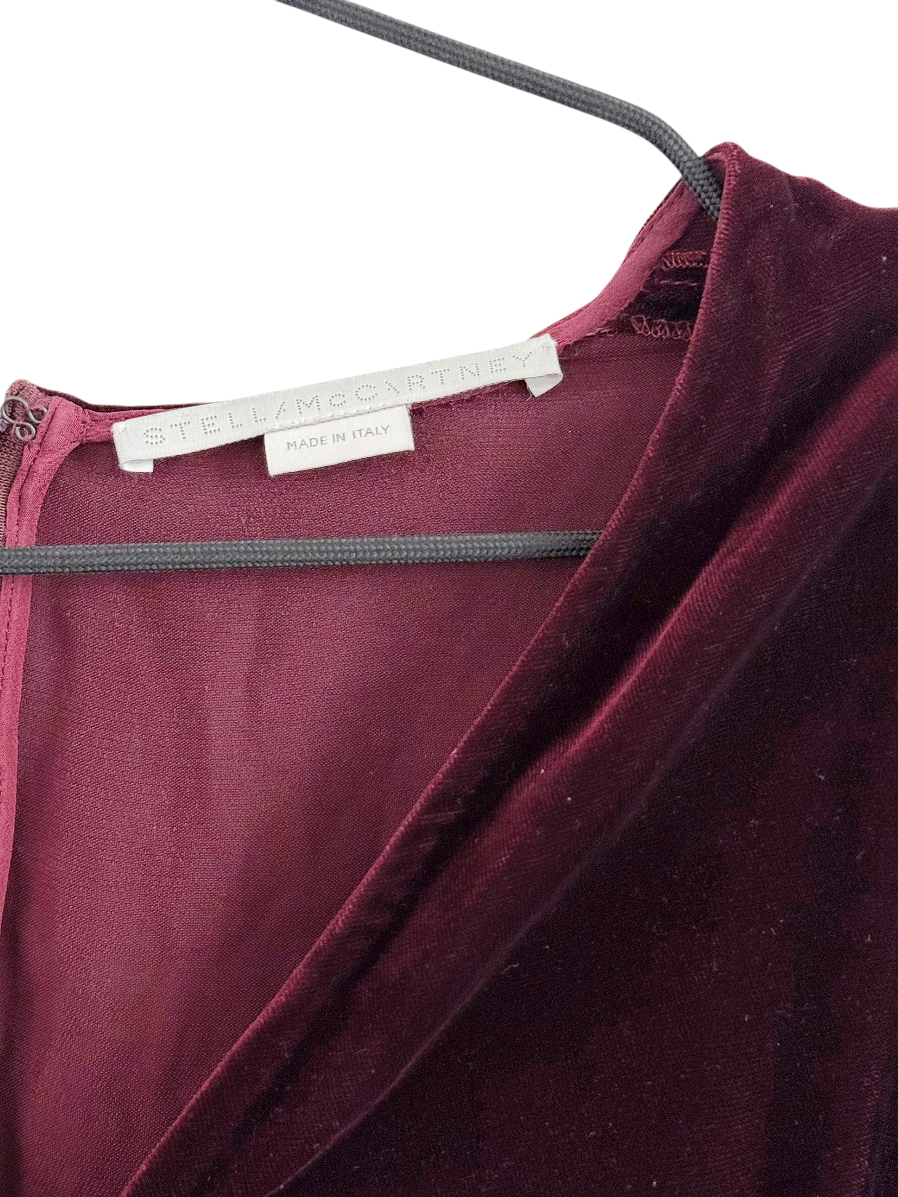 Stella McCartney Burgundy Velvet Draped Dress - EU 34