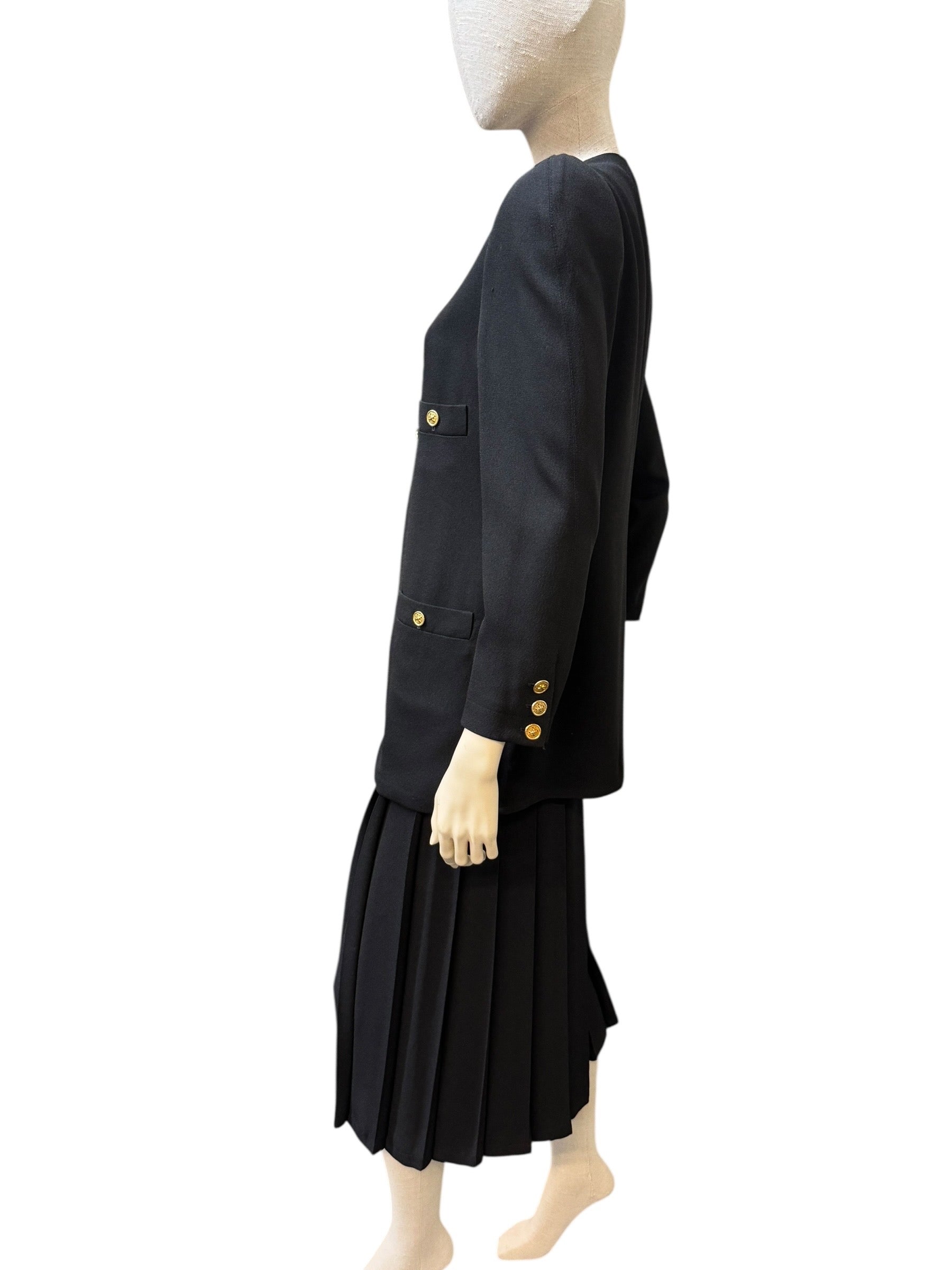 Vintage Sonia Rykiel Paris Black Set (Blazer & Culottes Skirt Look) - 36