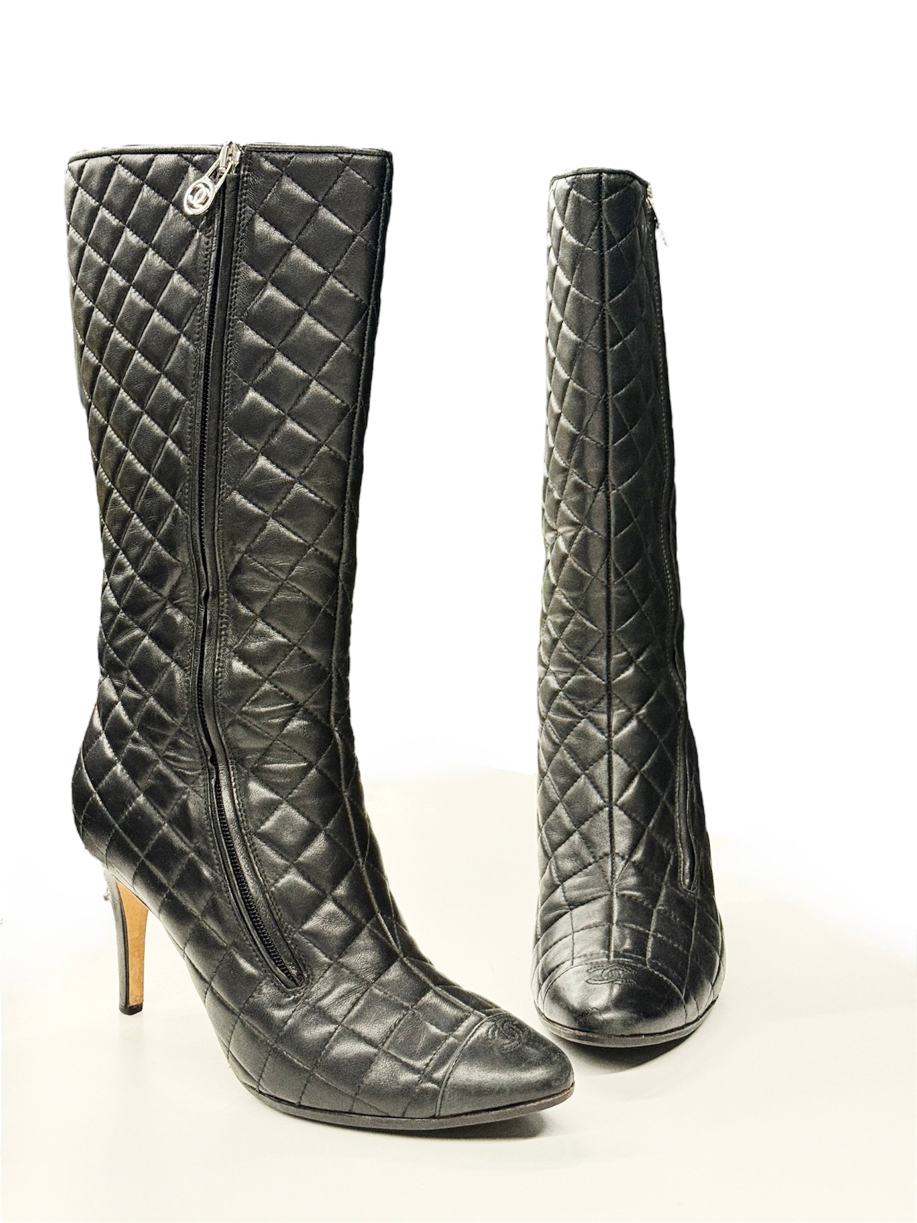 Chanel Quilted Leather Knee-High Boots